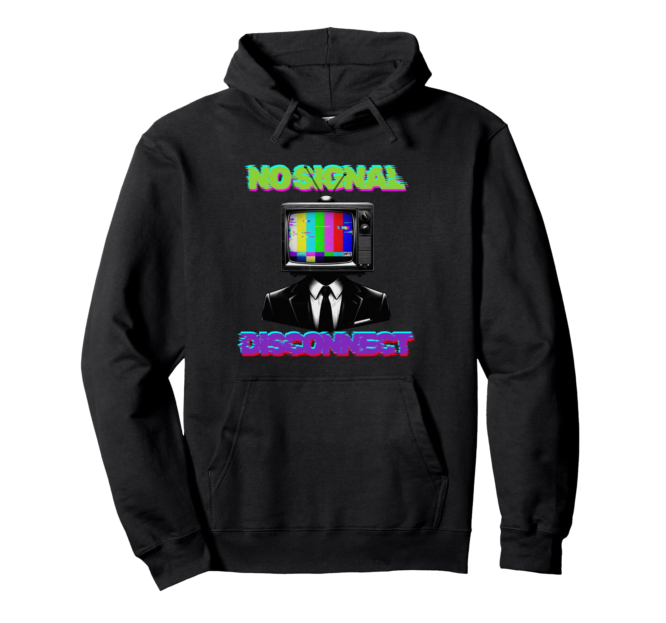 Tv Head Glitch Color Bars Surreal Hoodie - Novelty Apparel Men Women - T-Shirt, Sweatshirt, Hoodie