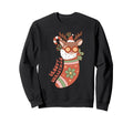 Groovy Reindeer Stocking Boho Sweatshirt - Aesthetic Graphic for Adults - T-Shirt, Sweatshirt, Hoodie