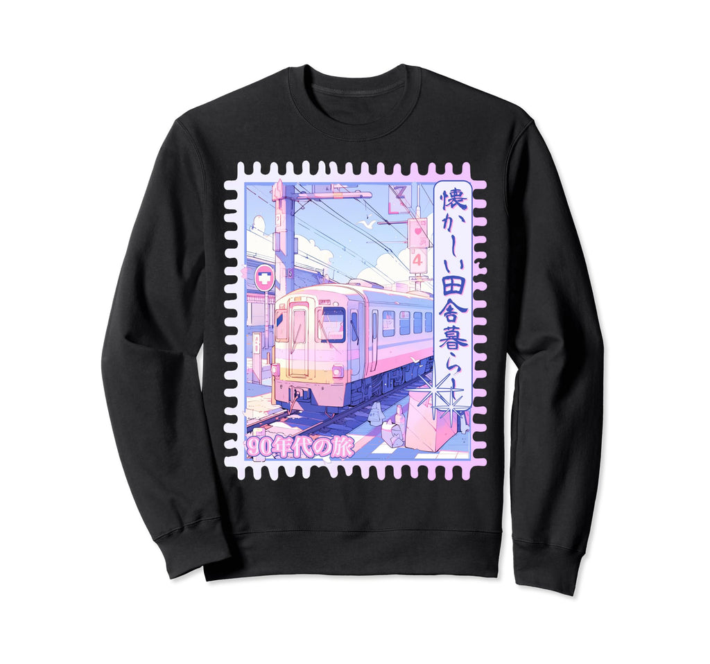 Kawaii Pastel Anime Train Sweatshirt - Aesthetic Graphic for Adults - T-Shirt, Sweatshirt, Hoodie