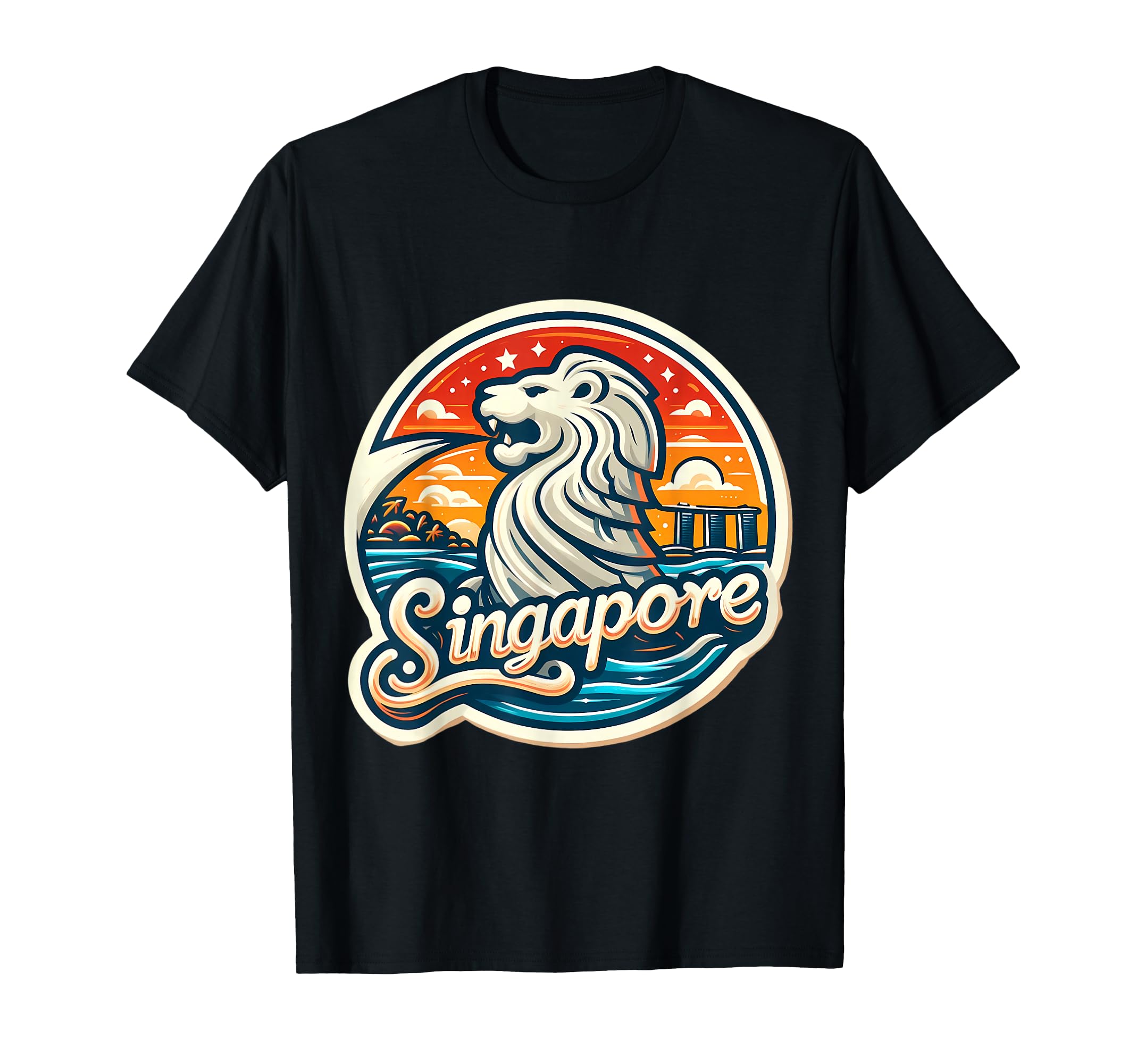 Singapore Merlion Sunset Artistic T-Shirt - Fun Novelty Design Men Women - T-Shirt, Sweatshirt, Hoodie