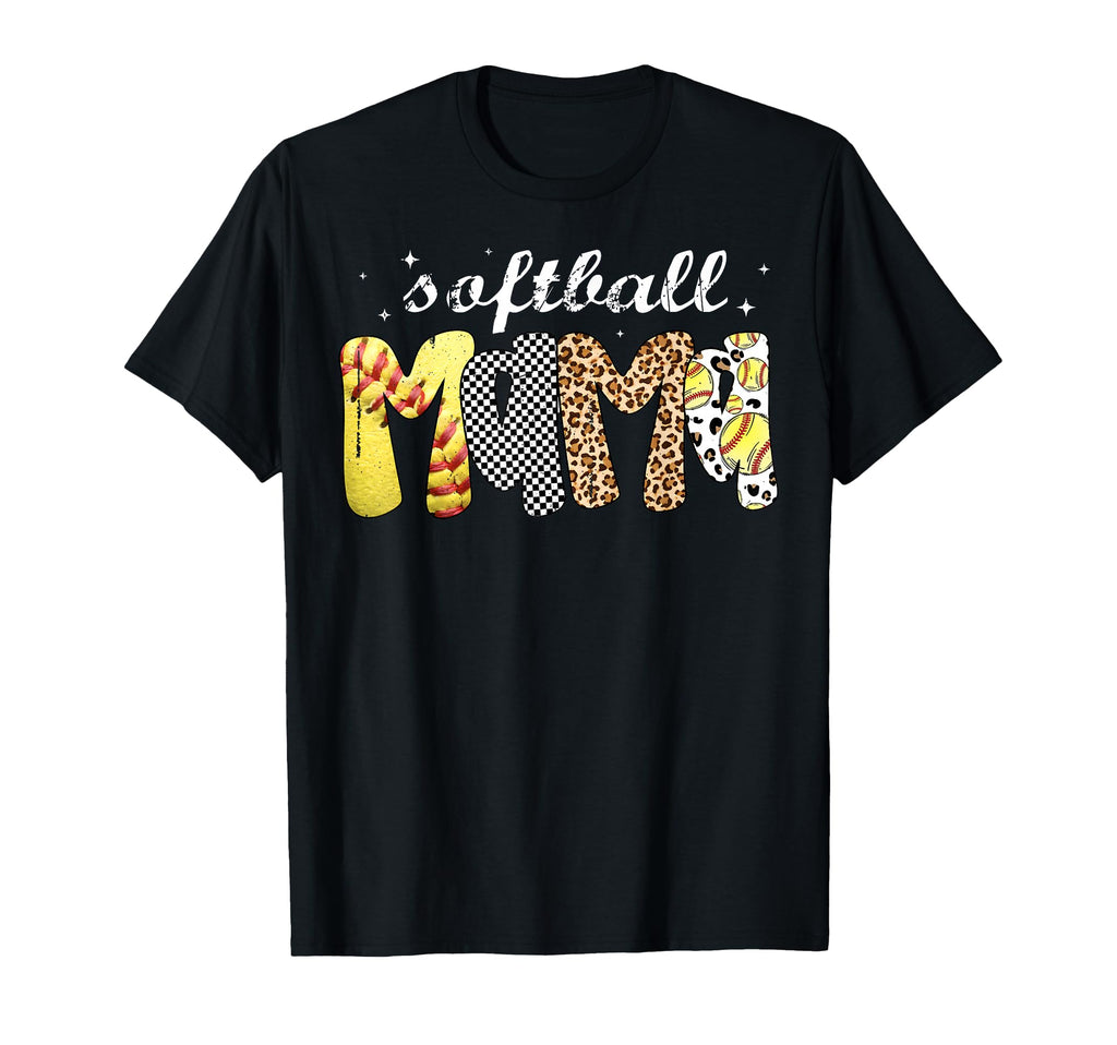 Softball Mama Leopard Game Day T-Shirt - Casual Everyday Wear Men Women - T-Shirt, Sweatshirt, Hoodie