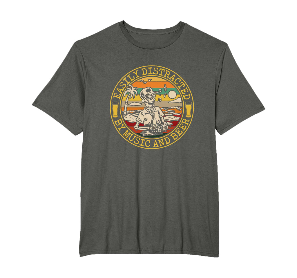 Funny Easily Distracted Music And Beer T-Shirt - Aesthetic Graphic Unisex - T-Shirt, Sweatshirt, Hoodie