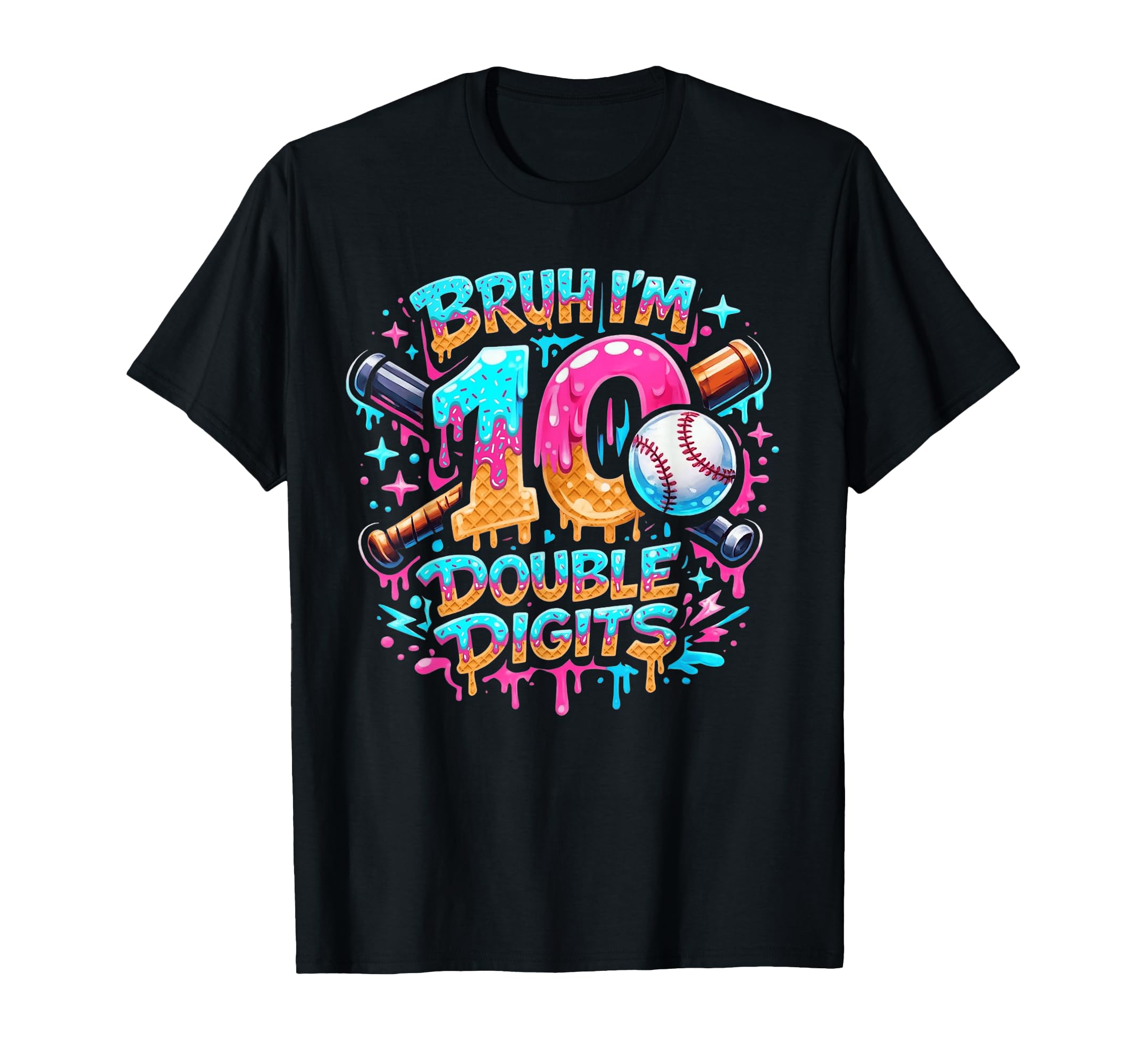 10Th Birthday Baseball Drip T-Shirt - Aesthetic Graphic for Adults - T-Shirt, Sweatshirt, Hoodie