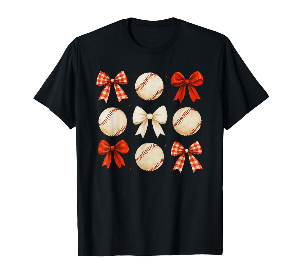 Coquette Bow Baseball Game Day Cheer Mom T-Shirt - Graphic Print Men Women - T-Shirt, Sweatshirt, Hoodie