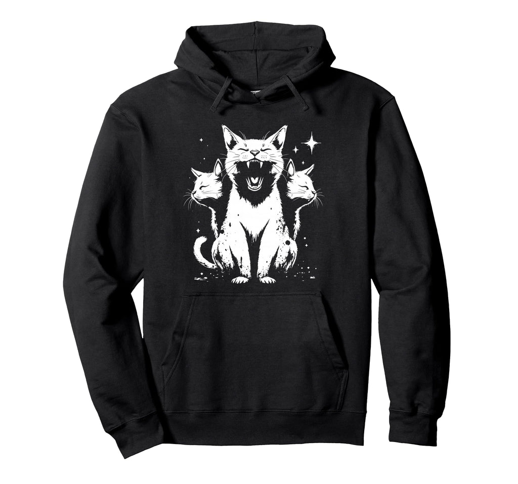 3 Headed Cat Grunge Alt 90S Halloween Hoodie - Novelty Apparel for Adults - T-Shirt, Sweatshirt, Hoodie