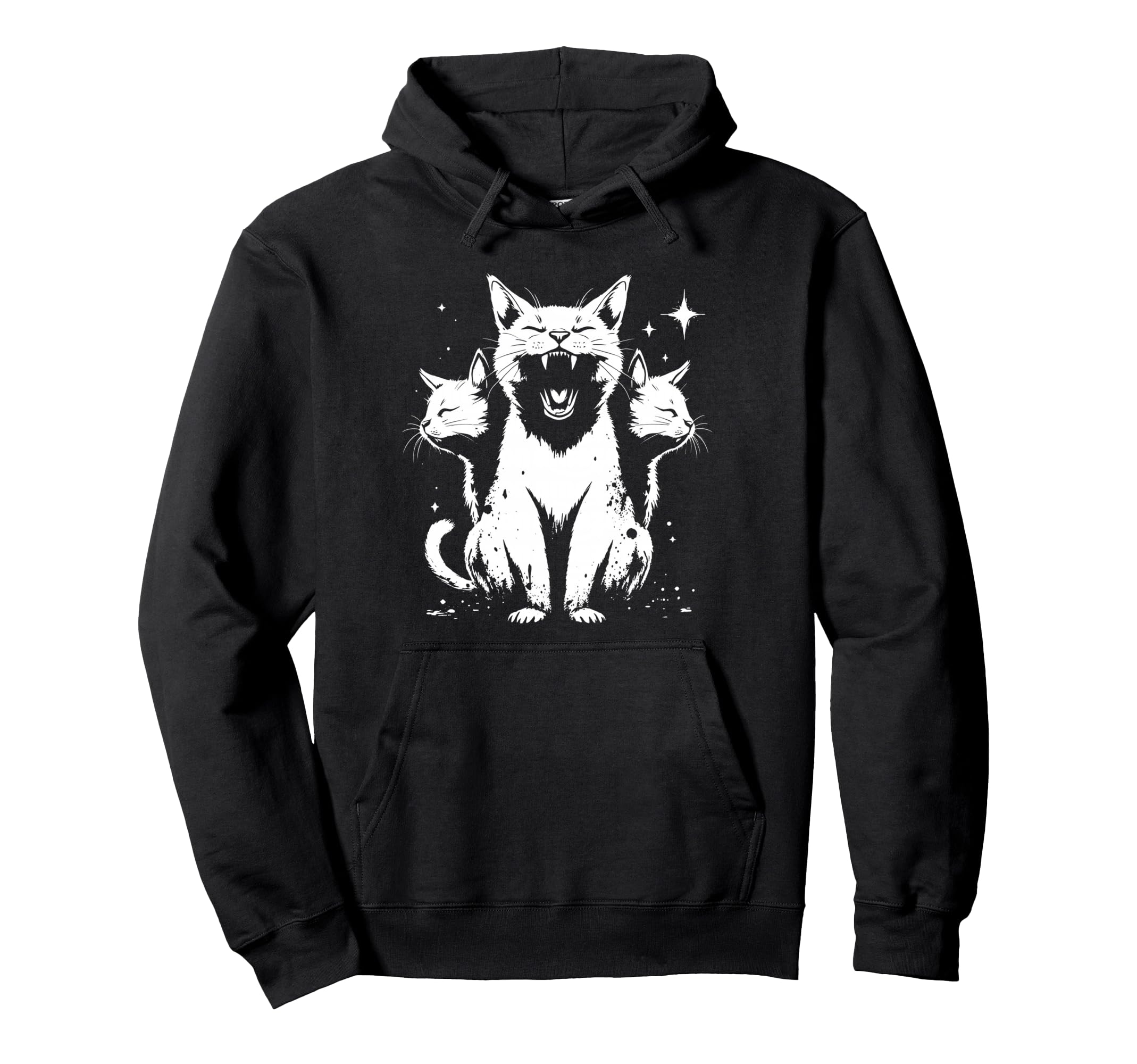 3 Headed Cat Grunge Alt 90S Halloween Hoodie - Novelty Apparel for Adults - T-Shirt, Sweatshirt, Hoodie