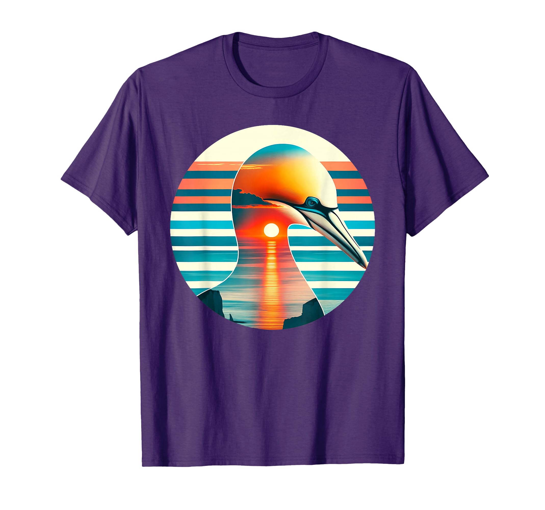 Gannet Bird Sunset Safari 70S T-Shirt - Streetwear Style for Adults - T-Shirt, Sweatshirt, Hoodie