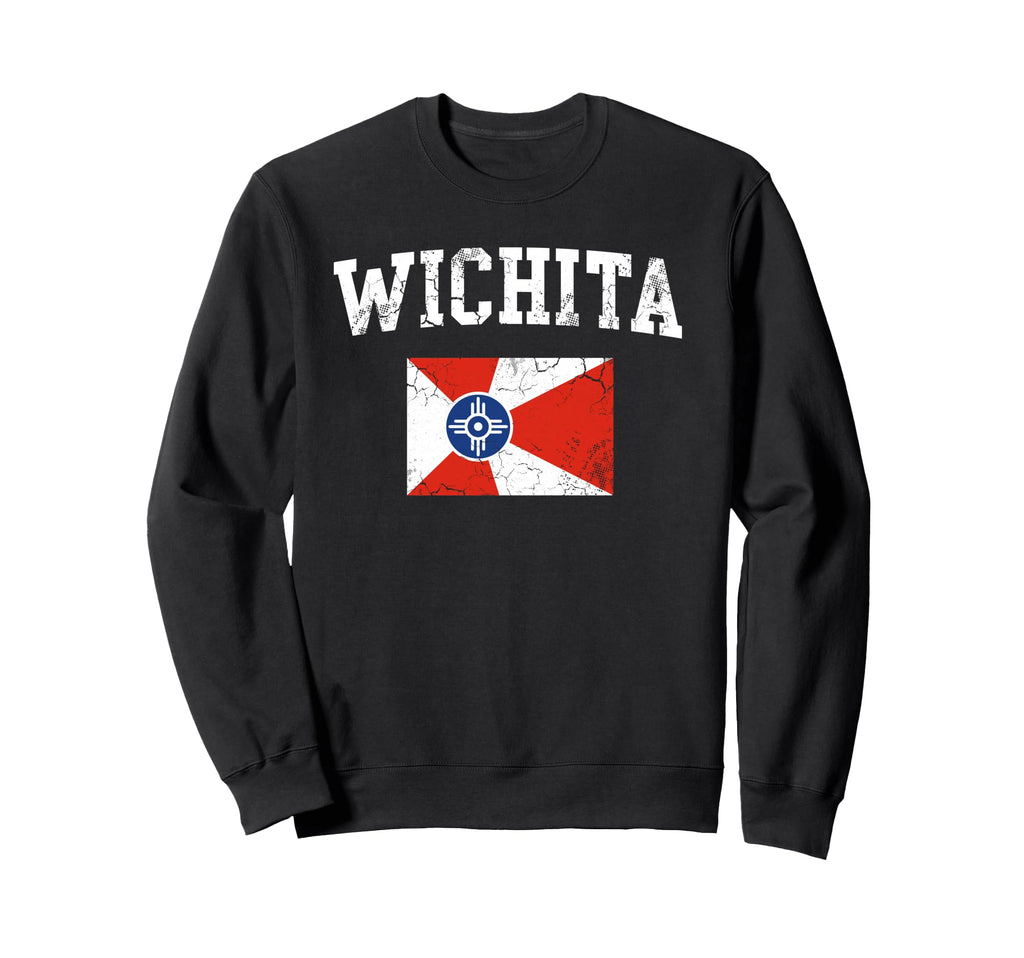 Wichita Flag Kansas Distressed Sweatshirt - Unique Graphic Men Women - T-Shirt, Sweatshirt, Hoodie