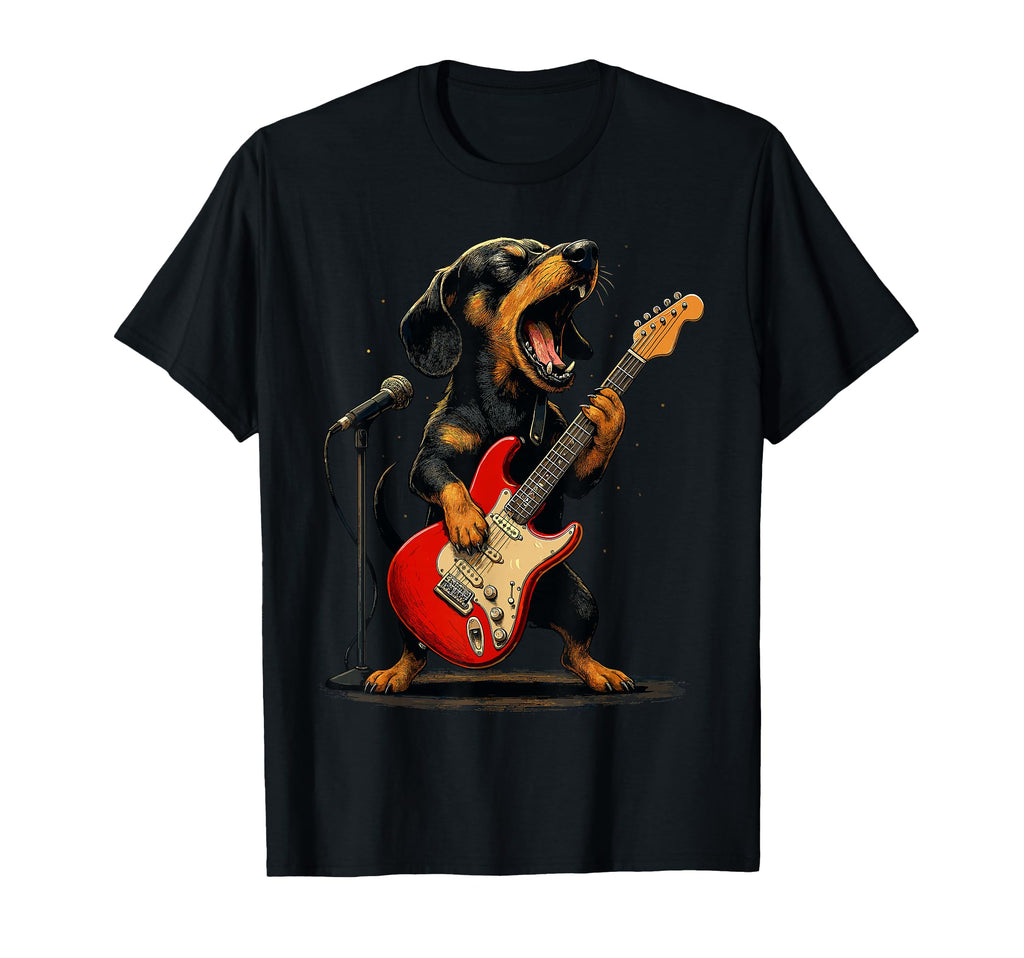 Dachshund Dog Guitar Funny Rock And Roll T-Shirt - Streetwear Style Unisex - T-Shirt, Sweatshirt, Hoodie