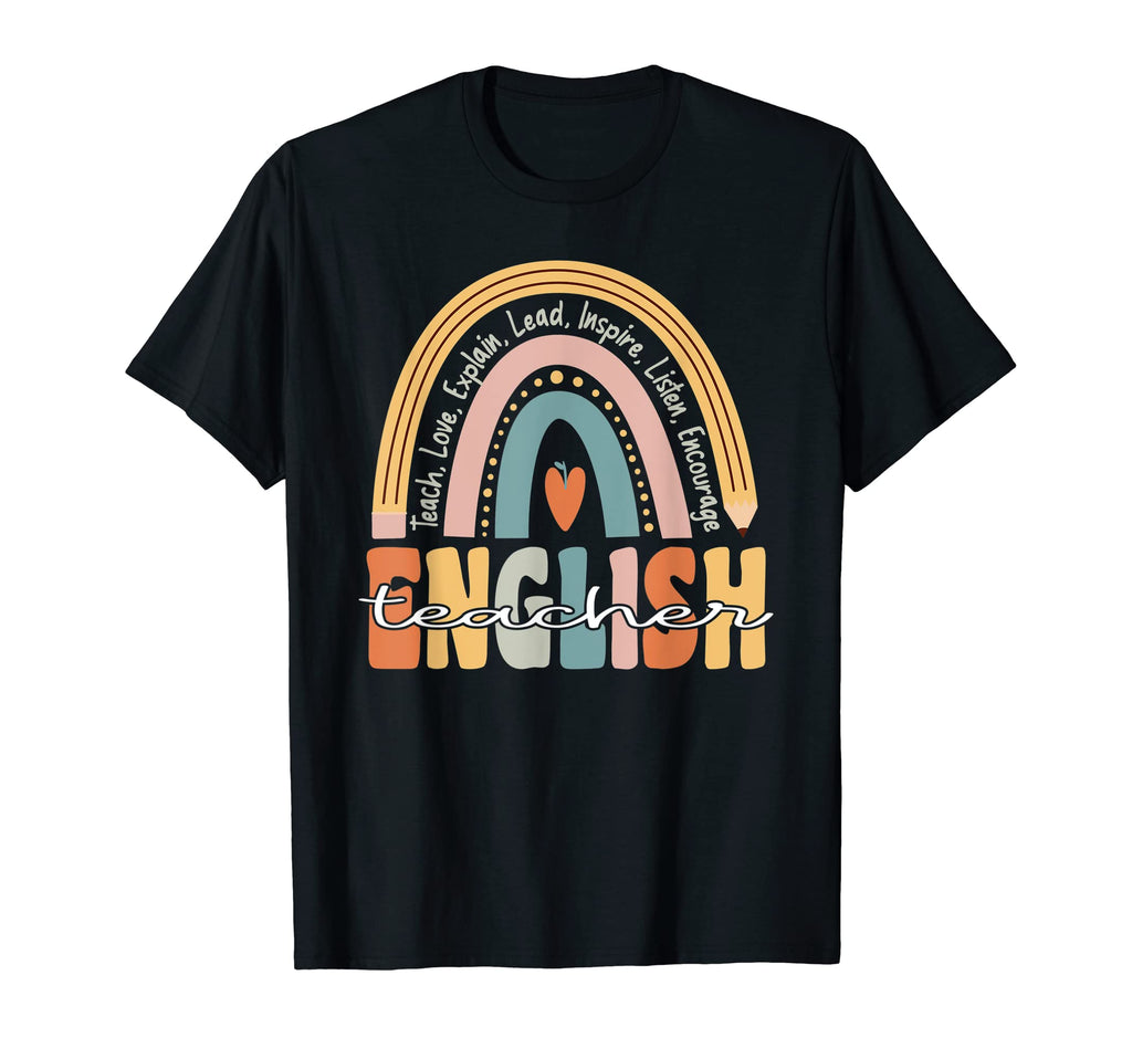 English Teacher Groovy Teacher Rainbow T-Shirt - Unique Graphic for Adults - T-Shirt, Sweatshirt, Hoodie