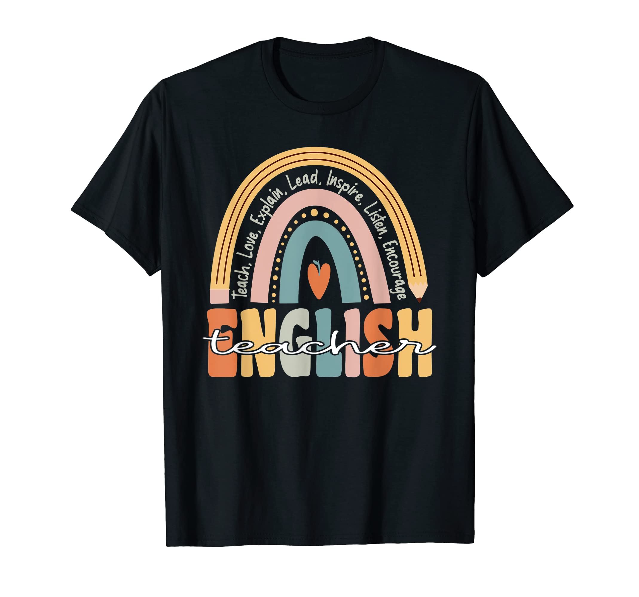 English Teacher Groovy Teacher Rainbow T-Shirt - Unique Graphic for Adults - T-Shirt, Sweatshirt, Hoodie