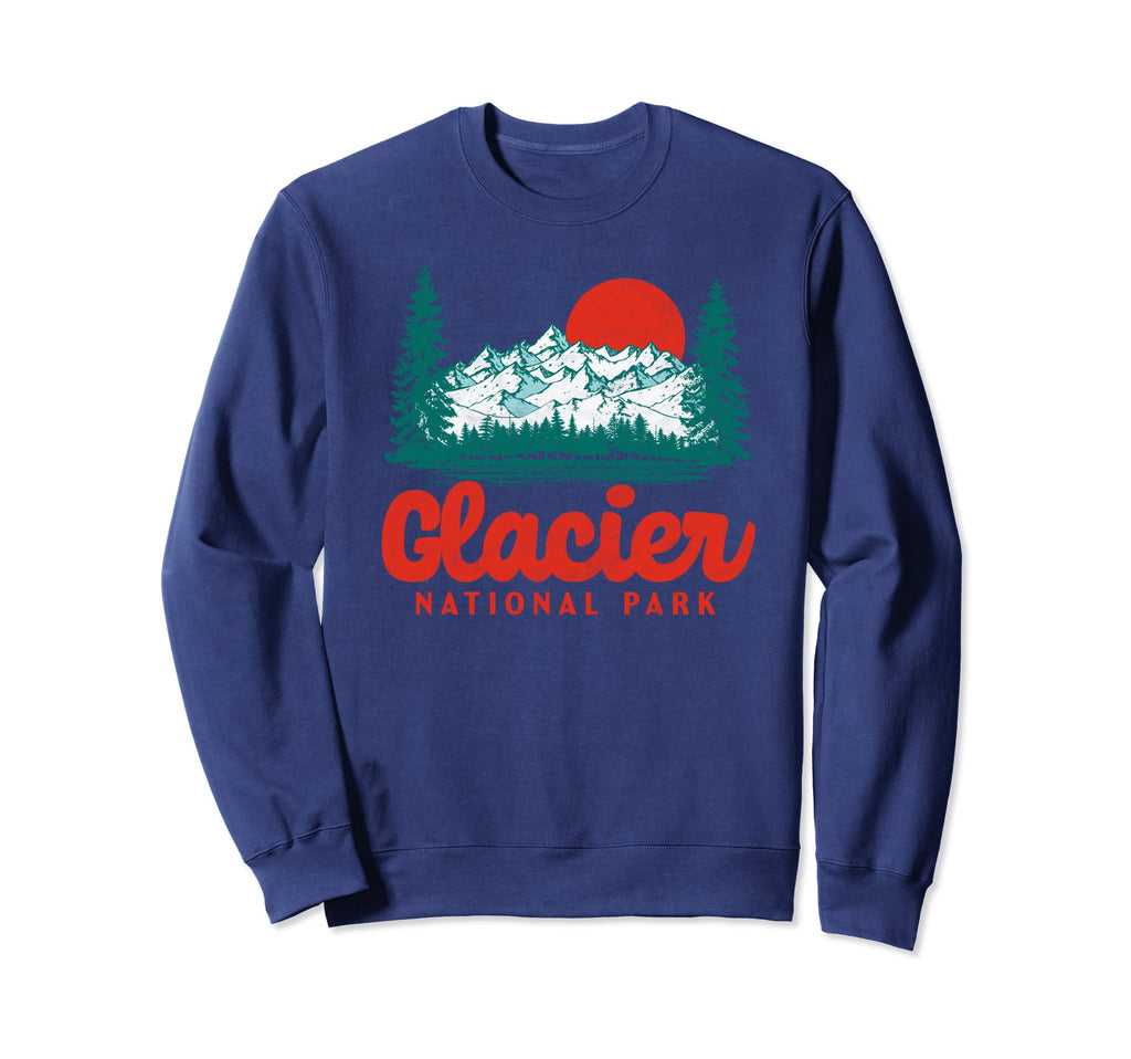 Glacier National Park 80S Mountain Sweatshirt - Graphic Print Men Women - T-Shirt, Sweatshirt, Hoodie