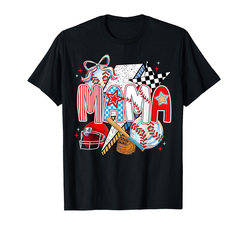 Baseball Mama Coquette Checkered Game T-Shirt - Custom Art Print Unisex - T-Shirt, Sweatshirt, Hoodie