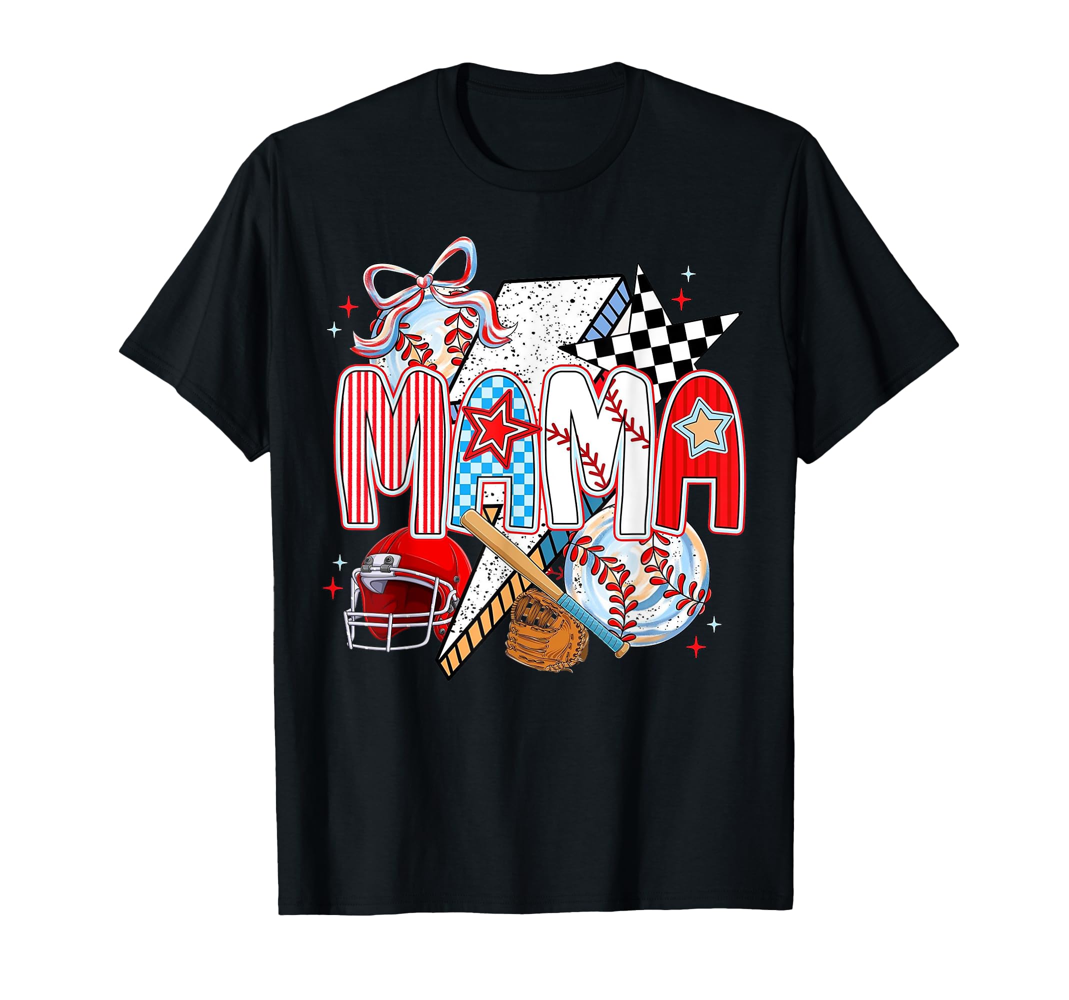 Baseball Mama Coquette Checkered Game T-Shirt - Custom Art Print Unisex - T-Shirt, Sweatshirt, Hoodie