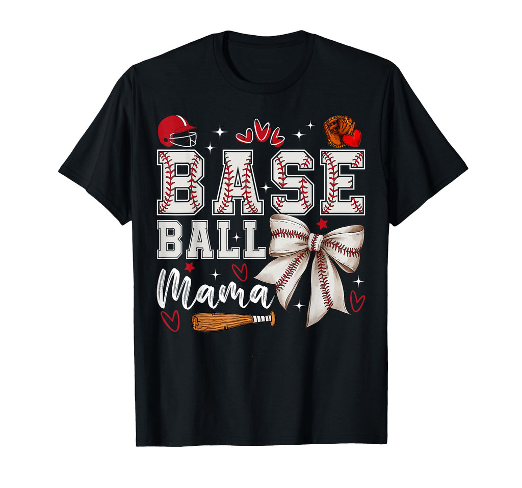 Baseball Mama Coquette Bow Game Day T-Shirt - Novelty Apparel for Adults - T-Shirt, Sweatshirt, Hoodie