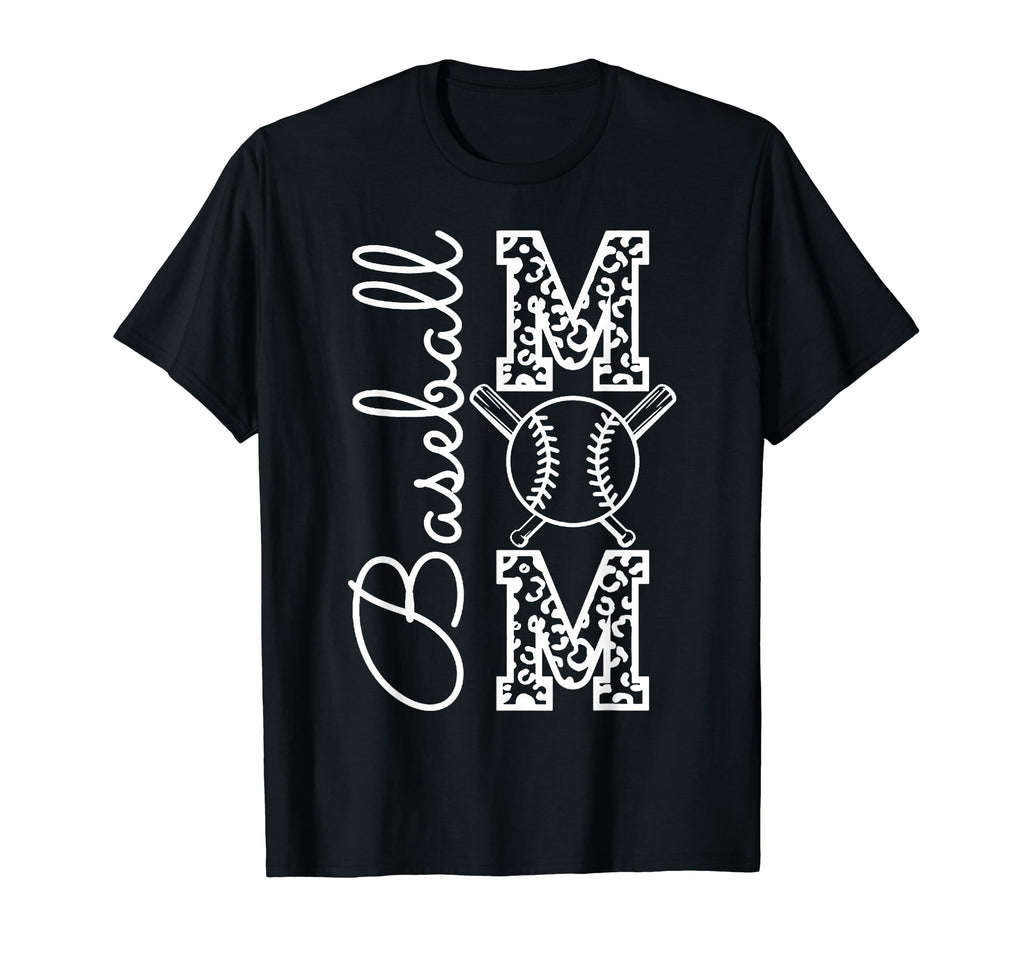 Baseball Mom Leopard Mothers Day T-Shirt - Casual Everyday Wear Unisex - T-Shirt, Sweatshirt, Hoodie