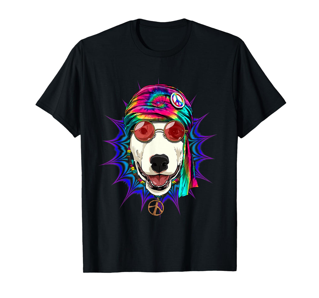 Tie Dye Hippie Bull Terrier Hippiness T-Shirt - Fun Novelty Design Unisex - T-Shirt, Sweatshirt, Hoodie