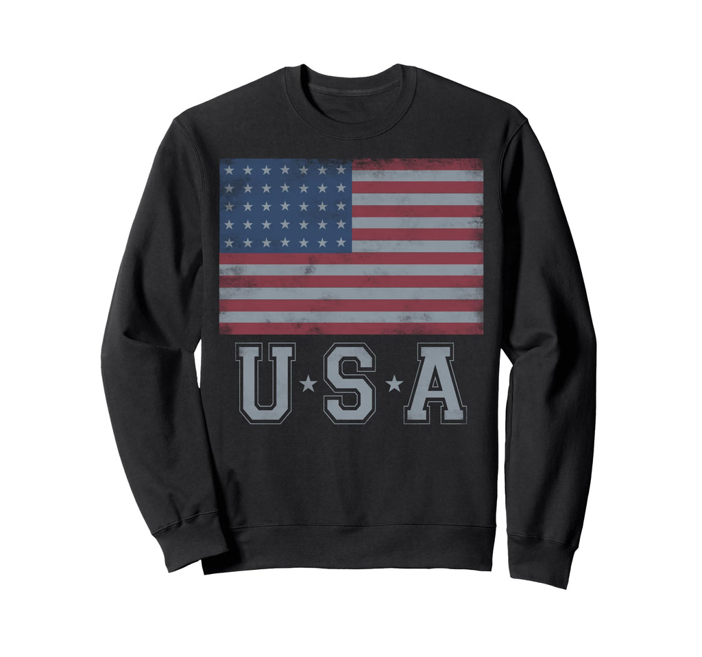 Distressed American Flag Usa Sweatshirt - Unique Graphic Men Women - T-Shirt, Sweatshirt, Hoodie