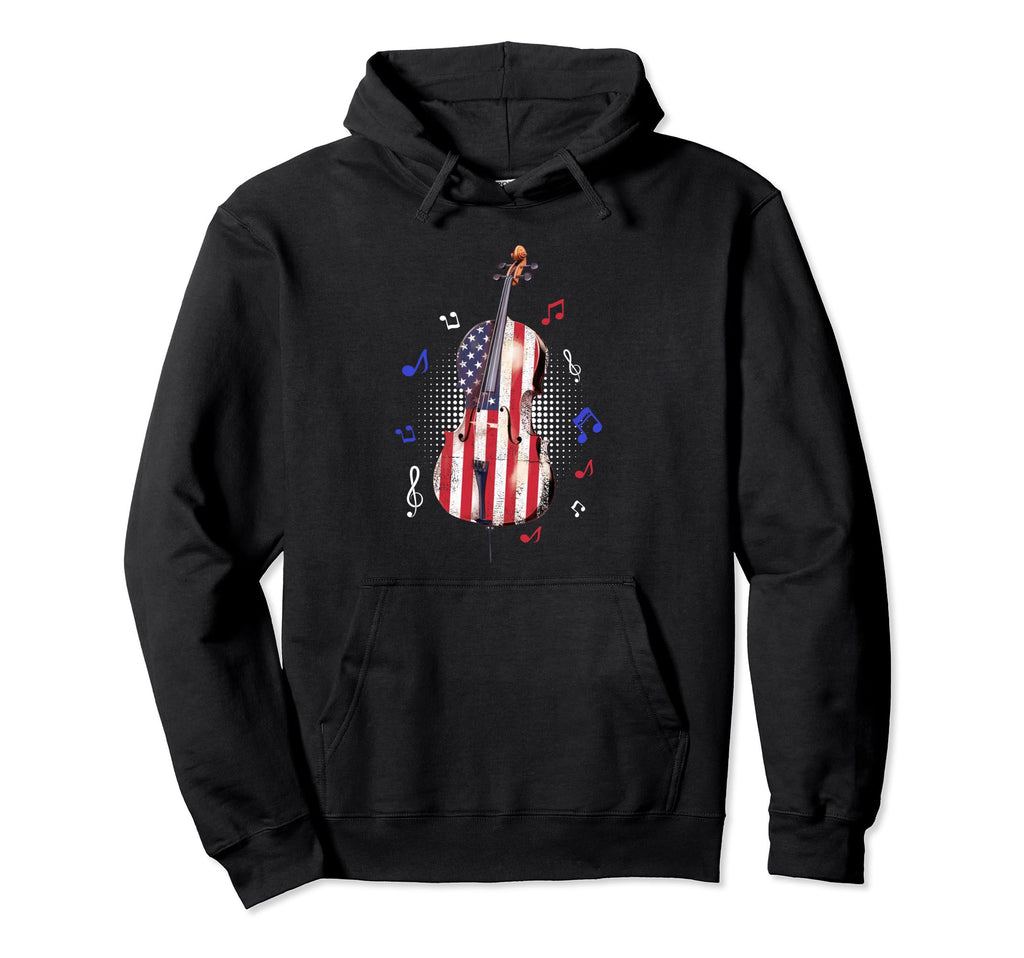 Us American Flag Cello Musician Hoodie - Graphic Print for Adults - T-Shirt, Sweatshirt, Hoodie
