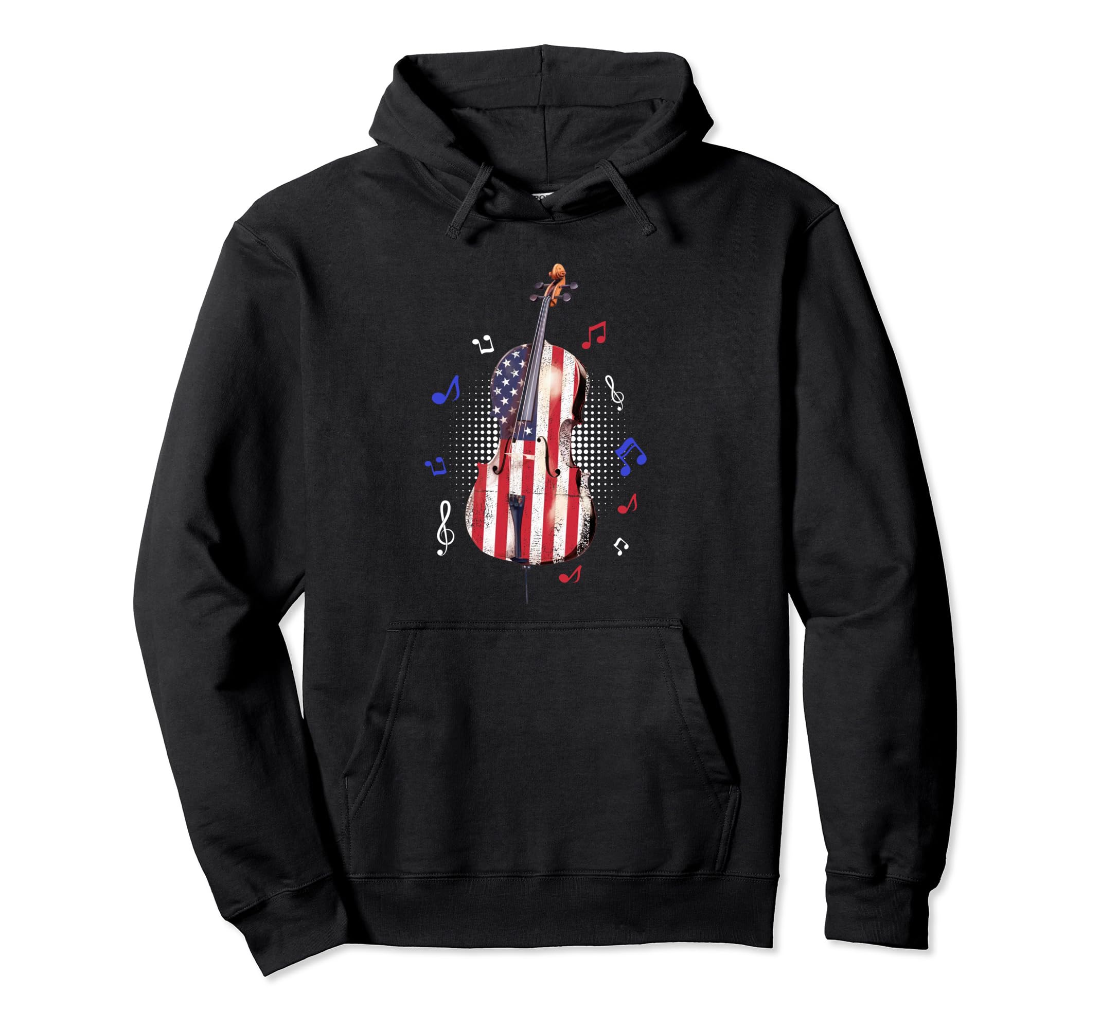 Us American Flag Cello Musician Hoodie - Graphic Print for Adults - T-Shirt, Sweatshirt, Hoodie
