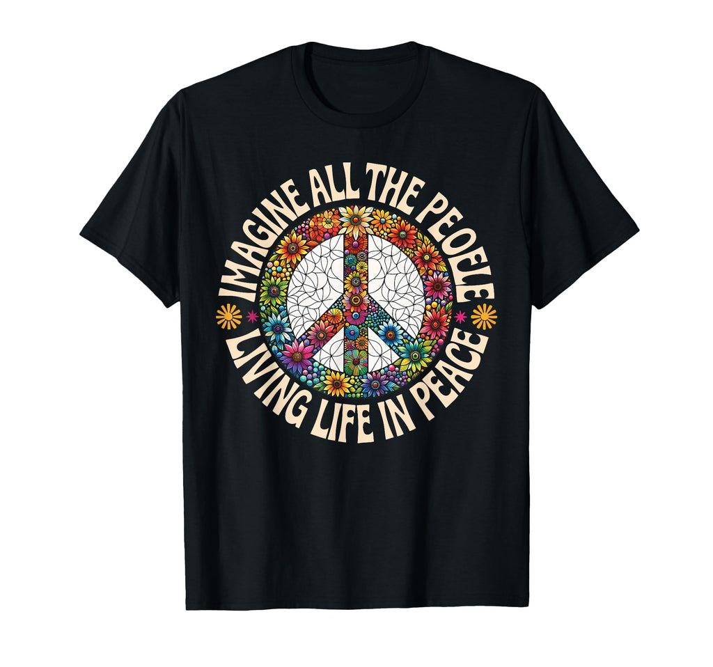 Peace Flower Imagine All People Boho T-Shirt - Aesthetic Graphic Unisex - T-Shirt, Sweatshirt, Hoodie