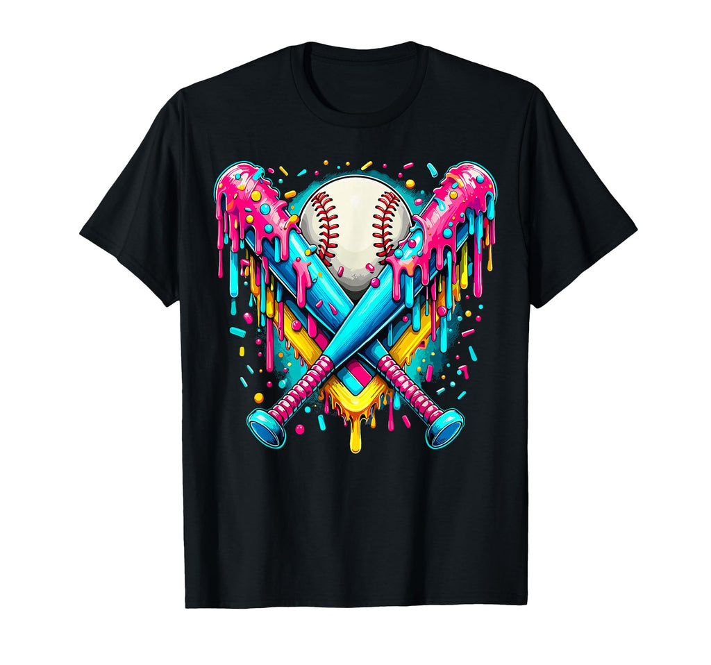 Baseball Player Ice Cream Funny Drip T-Shirt - Minimalist Print for Adults - T-Shirt, Sweatshirt, Hoodie