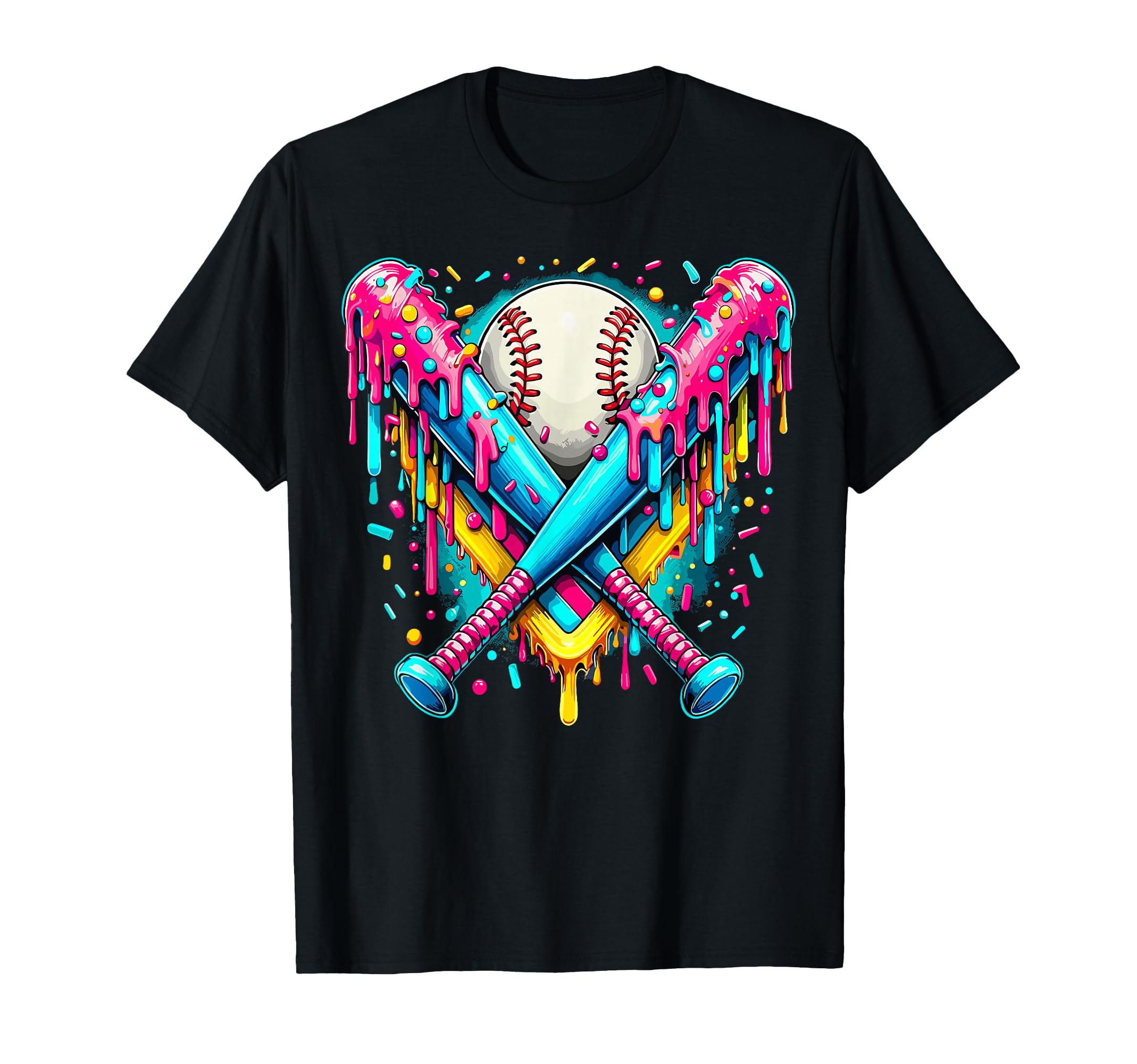 Baseball Player Ice Cream Funny Drip T-Shirt - Minimalist Print for Adults - T-Shirt, Sweatshirt, Hoodie