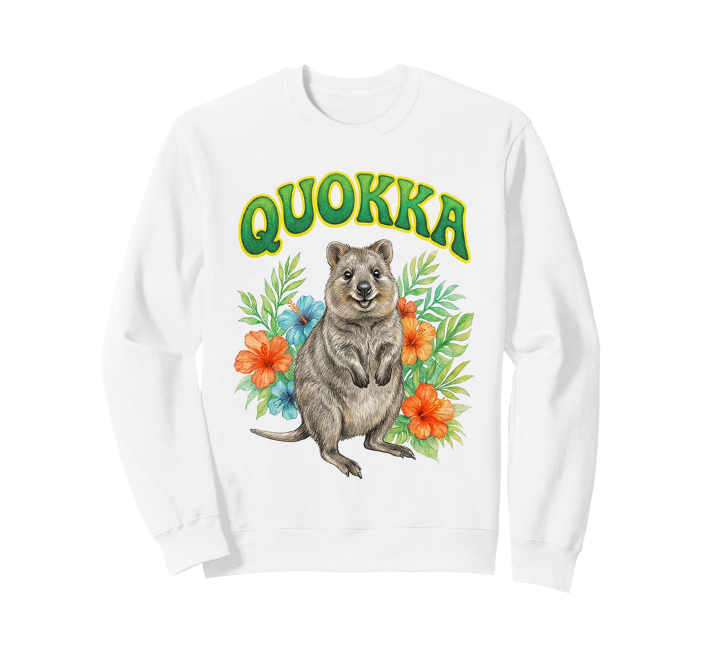 Quokka Groovy Floral Quokka Sweatshirt - Casual Everyday Wear Men Women - T-Shirt, Sweatshirt, Hoodie