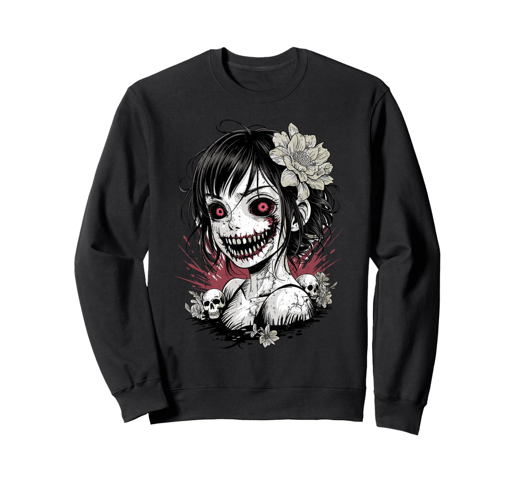 Horror Anime Goth Oni Mask Creepy Sweatshirt - Aesthetic Graphic Men Women - T-Shirt, Sweatshirt, Hoodie
