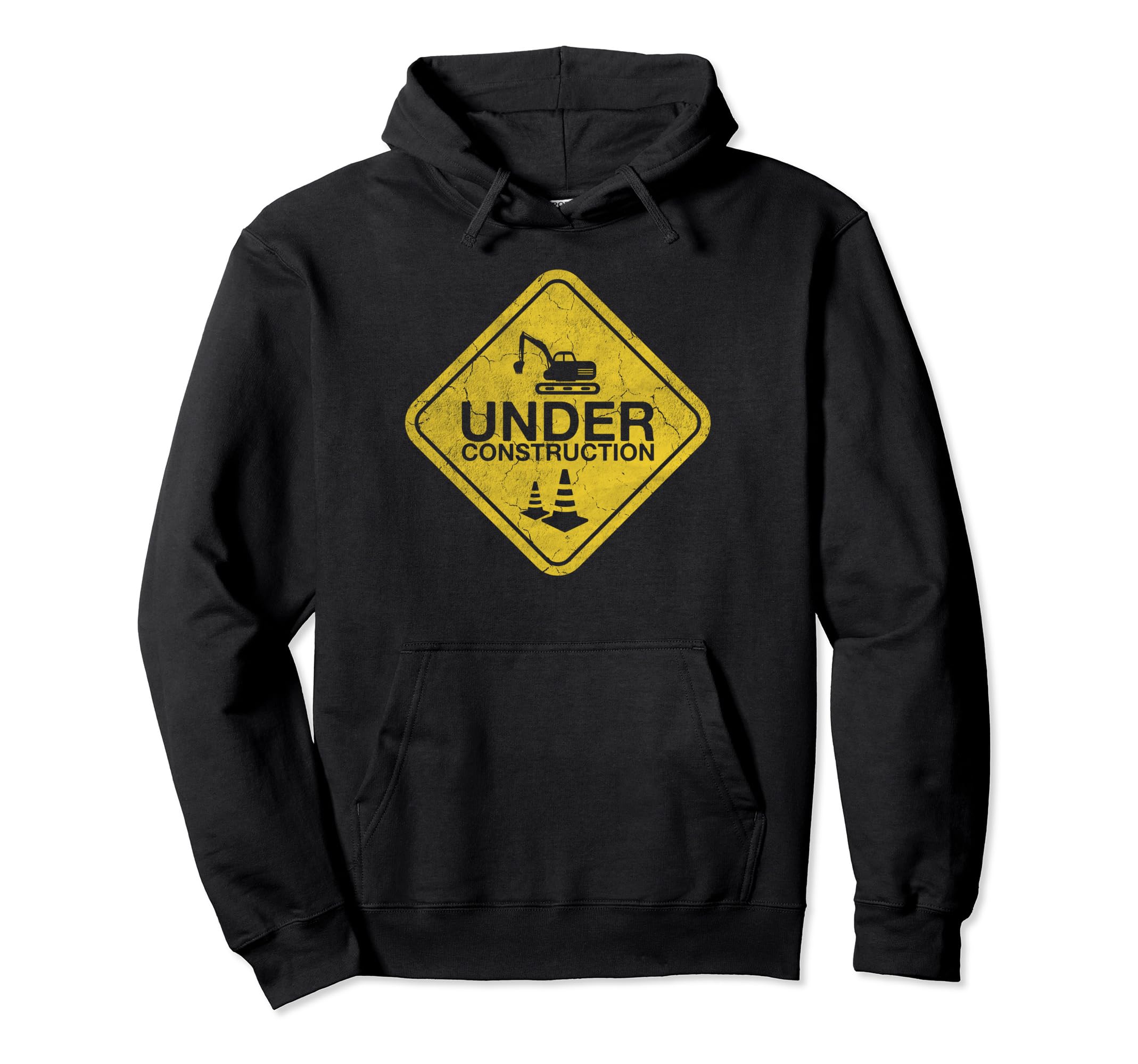 Construction Worker Distressed Under Hoodie - Novelty Apparel Men Women - T-Shirt, Sweatshirt, Hoodie