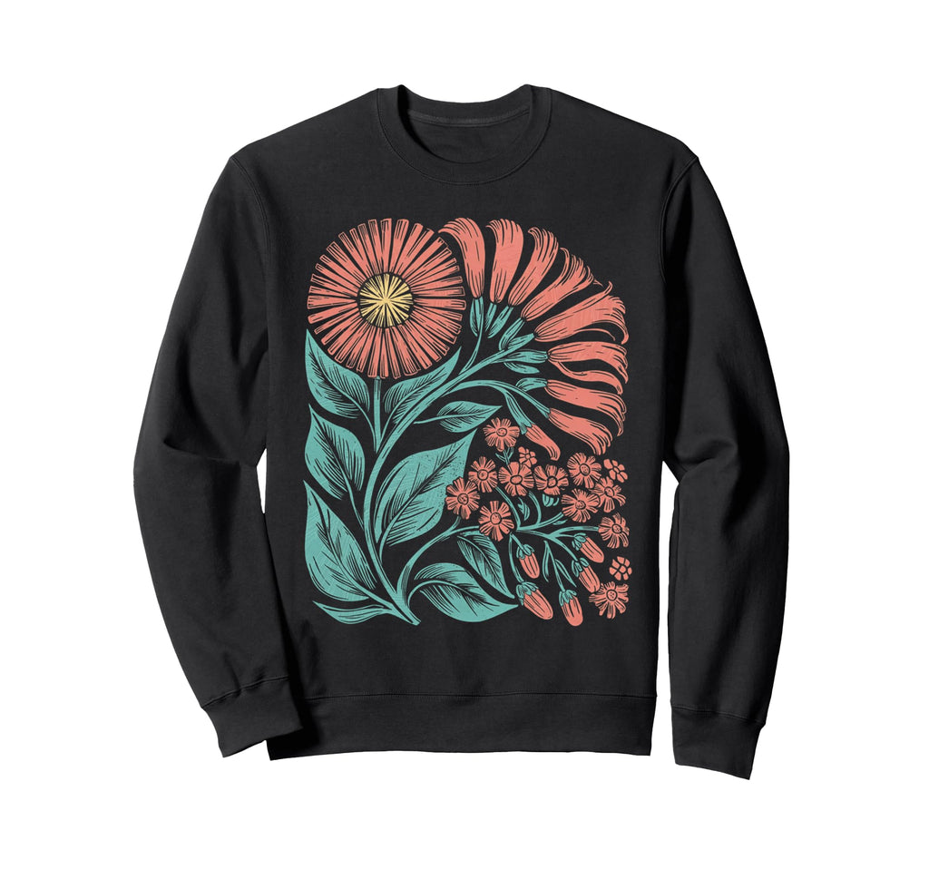 Botanical Boho Daisy Flower Sweatshirt - Fun Novelty Design Men Women - T-Shirt, Sweatshirt, Hoodie
