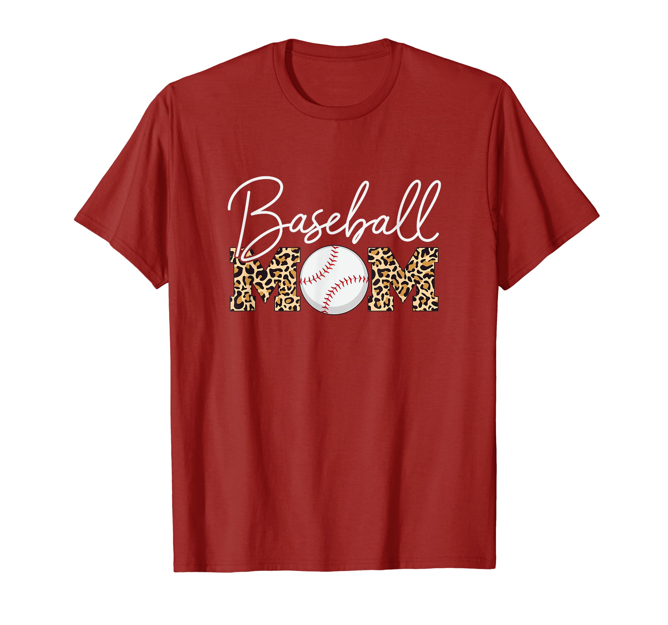 Baseball Mom Leopard Crimson Maroon T-Shirt - Aesthetic Graphic Men Women - T-Shirt, Sweatshirt, Hoodie