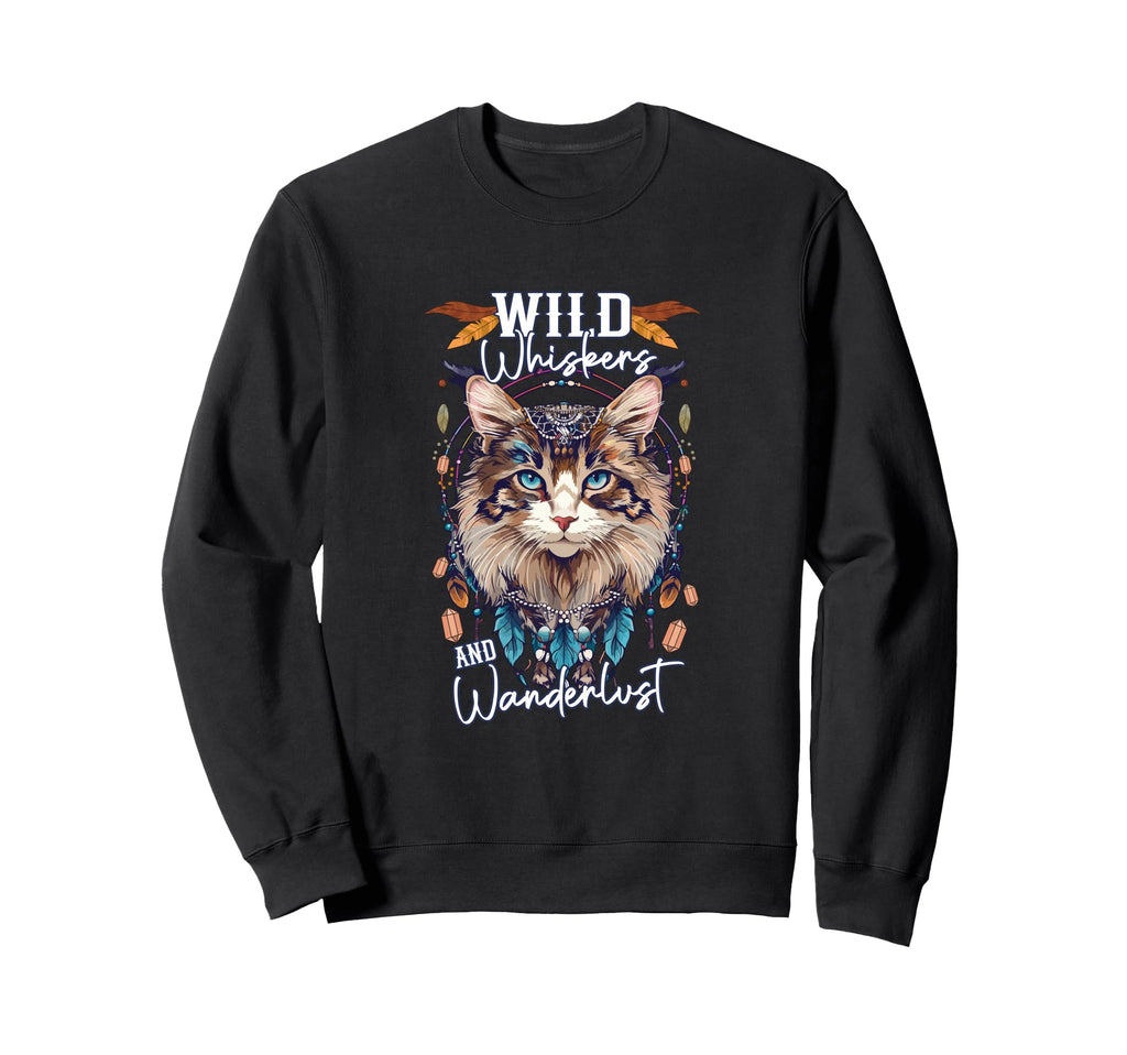 Boho Cat Bohemian Wild Whiskers And Sweatshirt - Graphic Print Men Women - T-Shirt, Sweatshirt, Hoodie