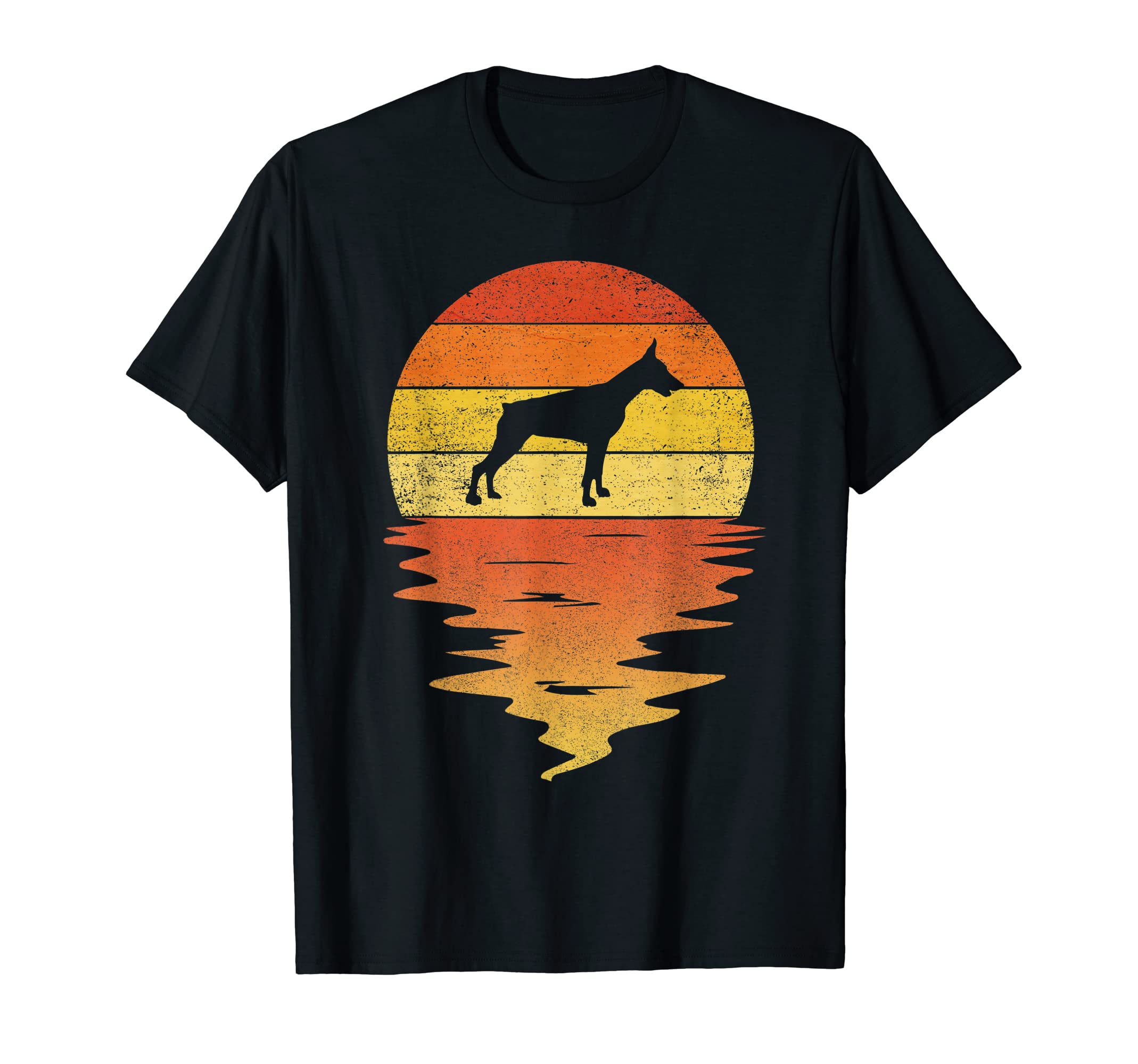 Doberman 70S Sunset Doberman T-Shirt - Fun Novelty Design Unisex - T-Shirt, Sweatshirt, Hoodie