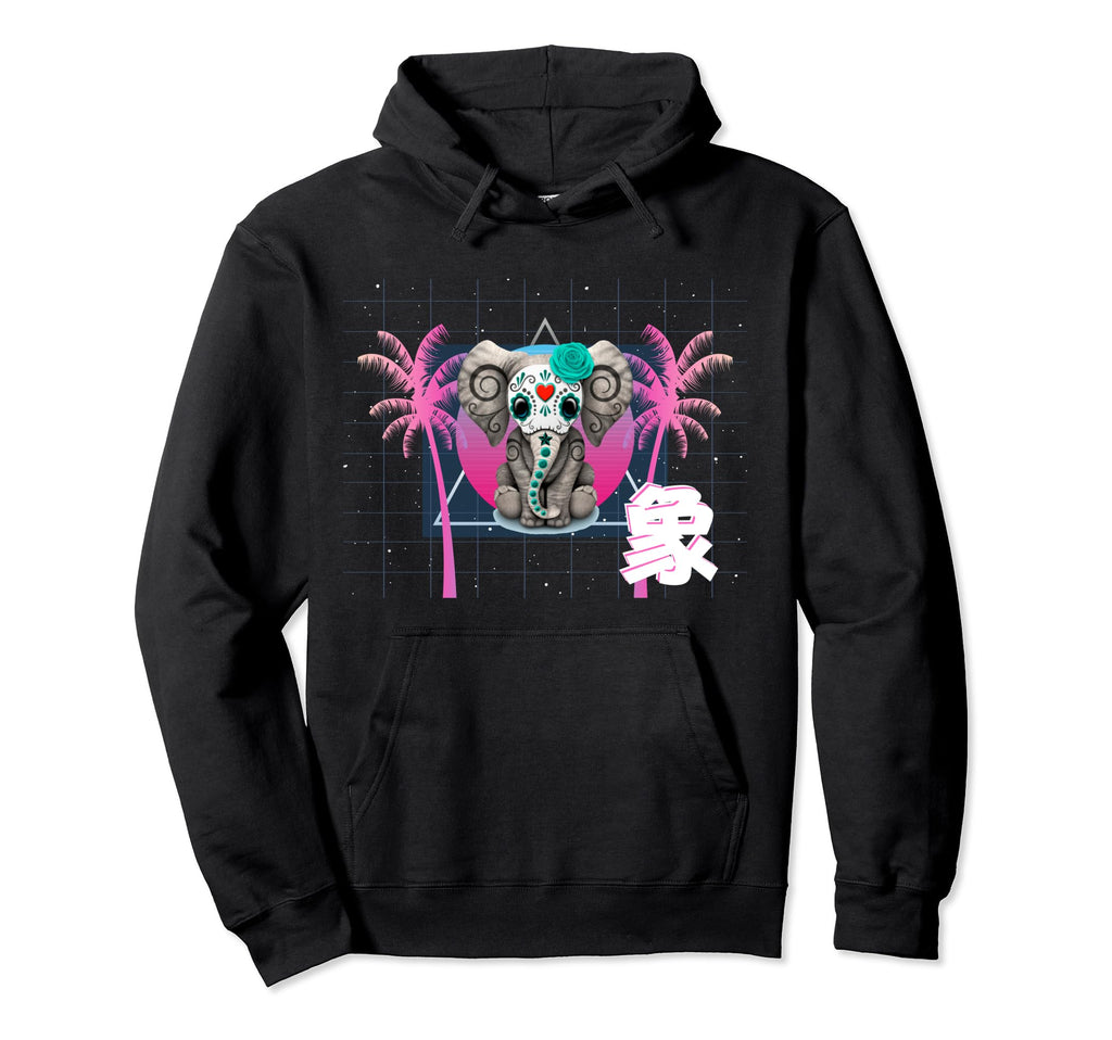 Elephant Japanese Vaporwave Anime Aesthetic Hoodie - Novelty Apparel Unisex - T-Shirt, Sweatshirt, Hoodie