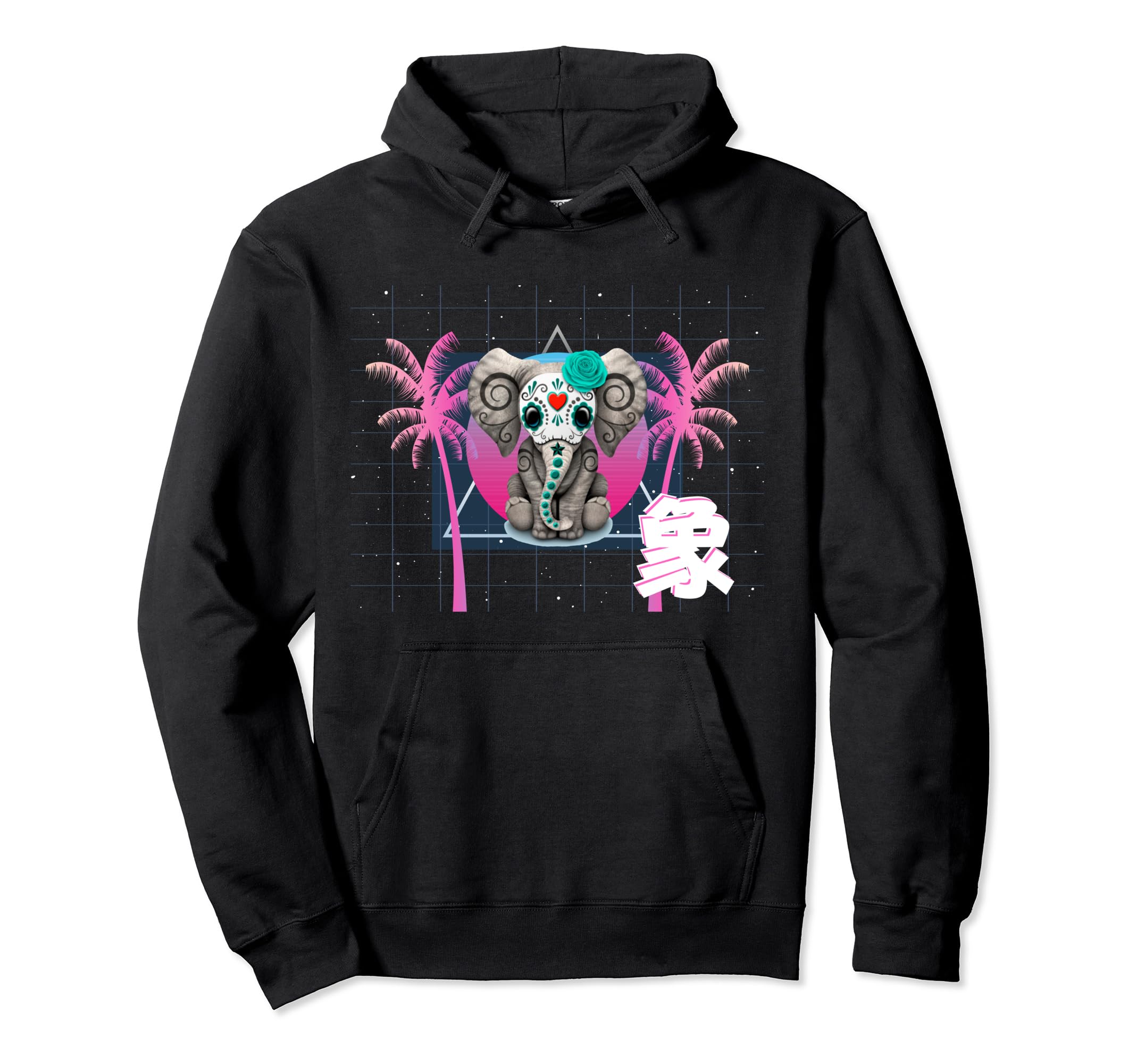 Elephant Japanese Vaporwave Anime Aesthetic Hoodie - Novelty Apparel Unisex - T-Shirt, Sweatshirt, Hoodie