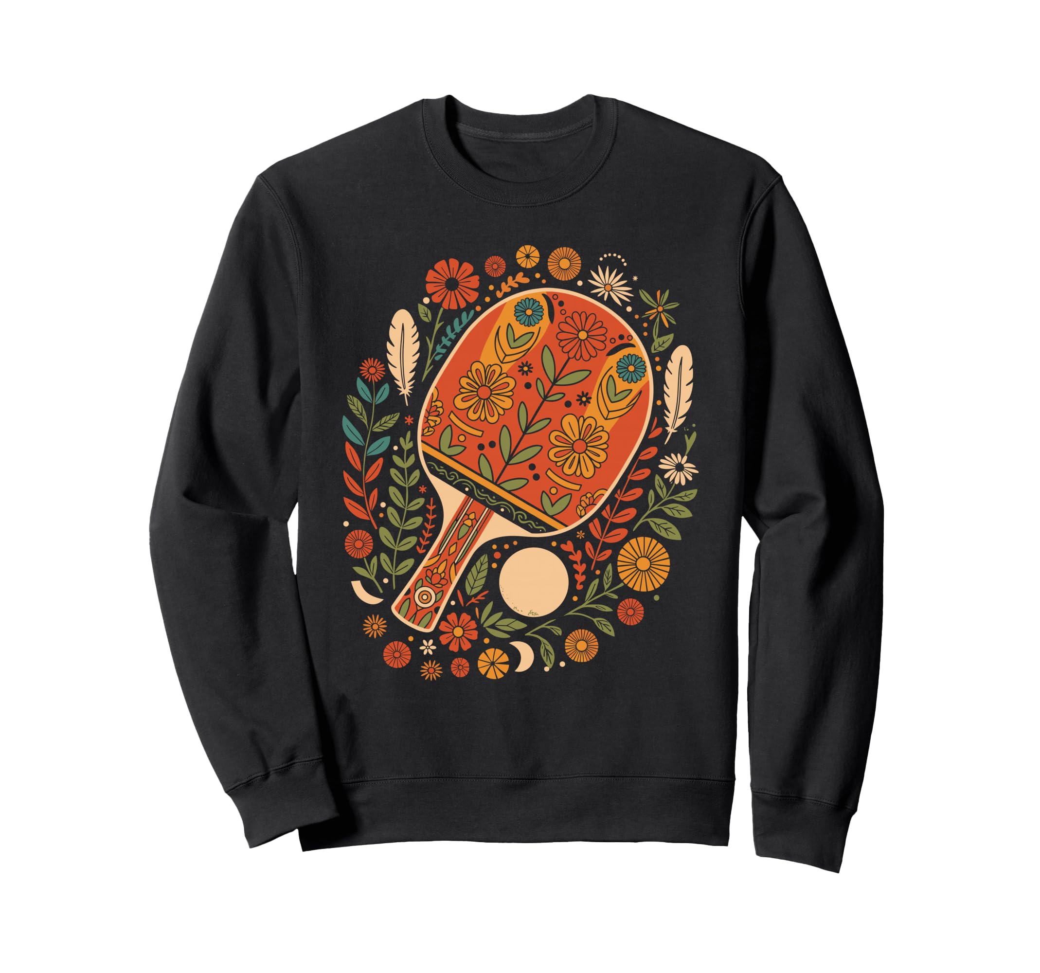 Boho Flower Ping Pong Paddle Table Sweatshirt - Minimalist Print Men Women - T-Shirt, Sweatshirt, Hoodie