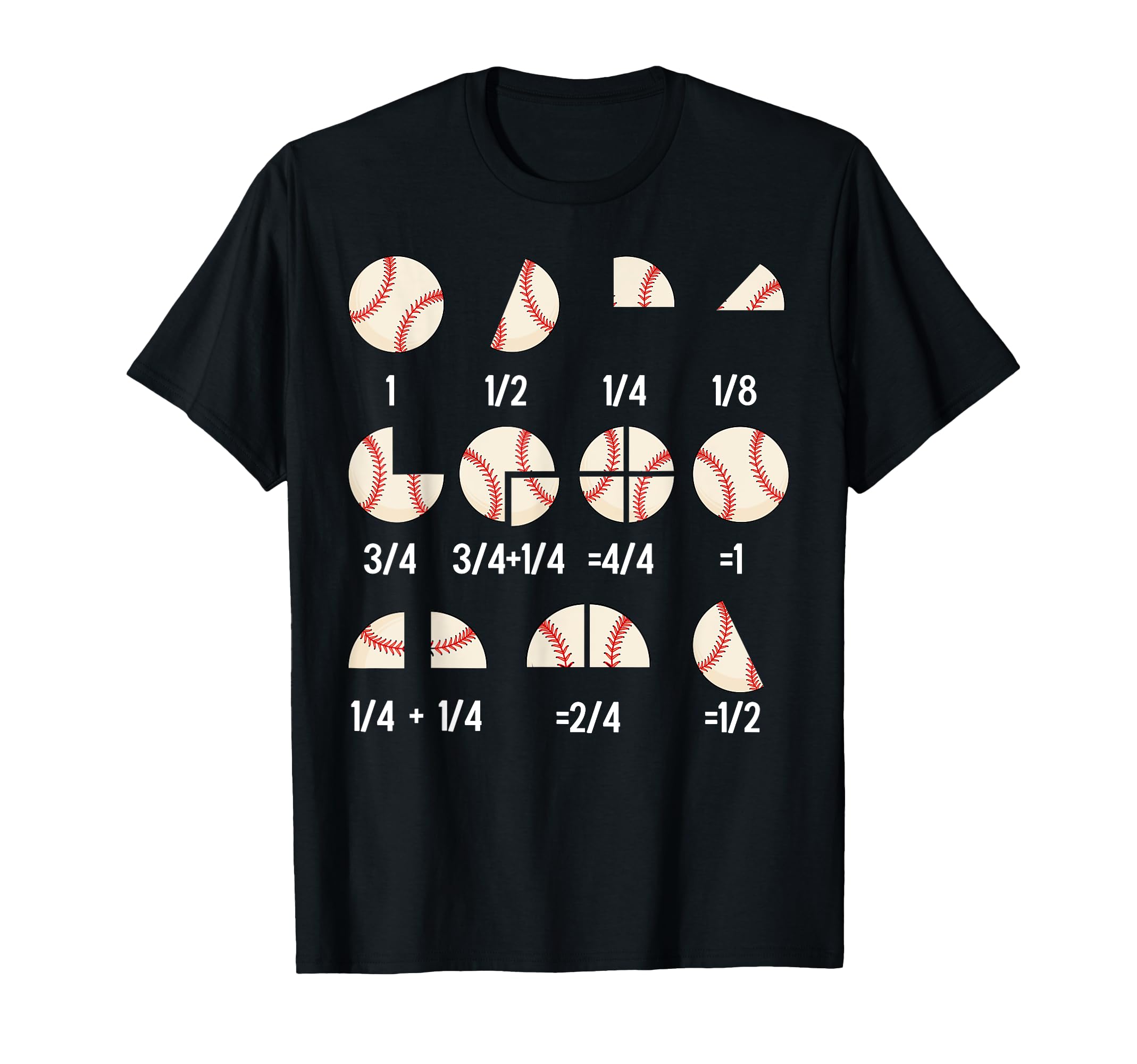 Math Fraction Baseball Teacher Learning T-Shirt - Trendy Graphic Men Women - T-Shirt, Sweatshirt, Hoodie