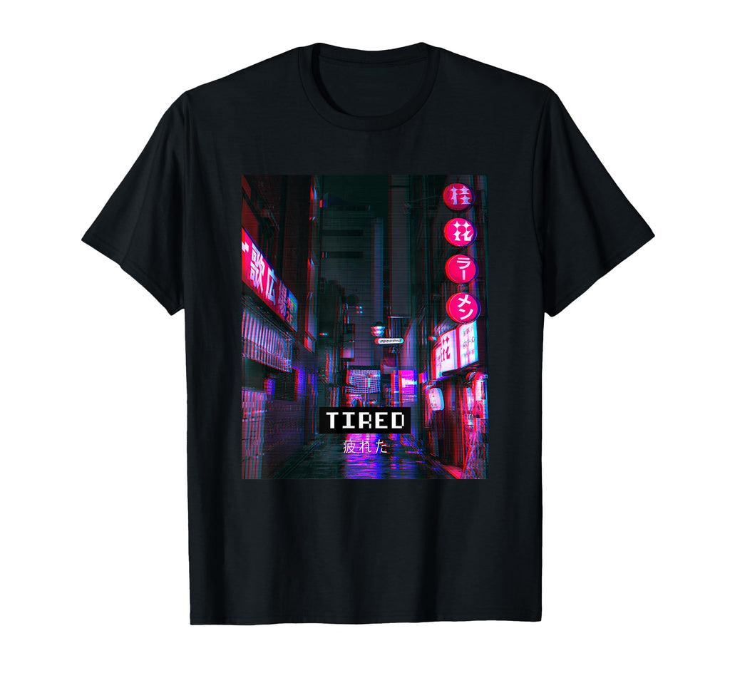 Tired Vaporwave Aesthetic T-Shirt - Unique Graphic for Adults - T-Shirt, Sweatshirt, Hoodie