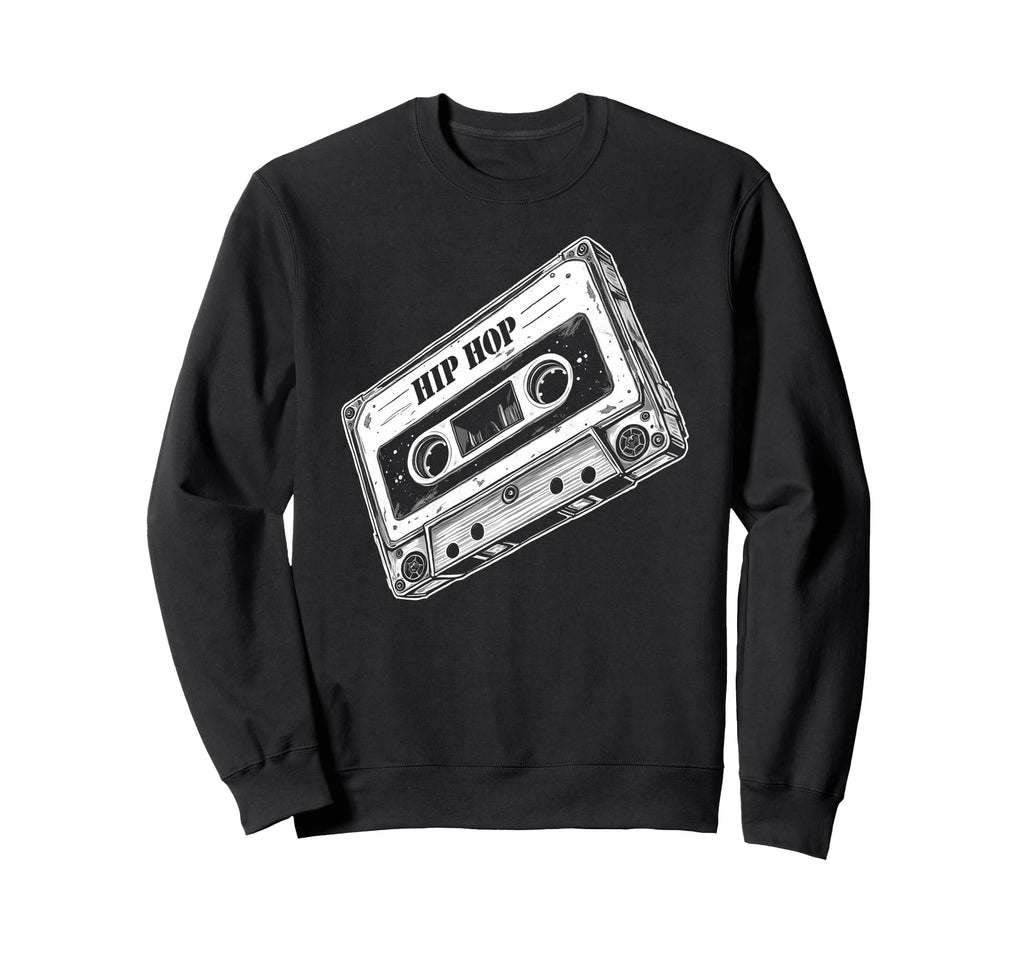 Old School Hip Hop Cassette Worn Sweatshirt - Novelty Apparel for Adults - T-Shirt, Sweatshirt, Hoodie
