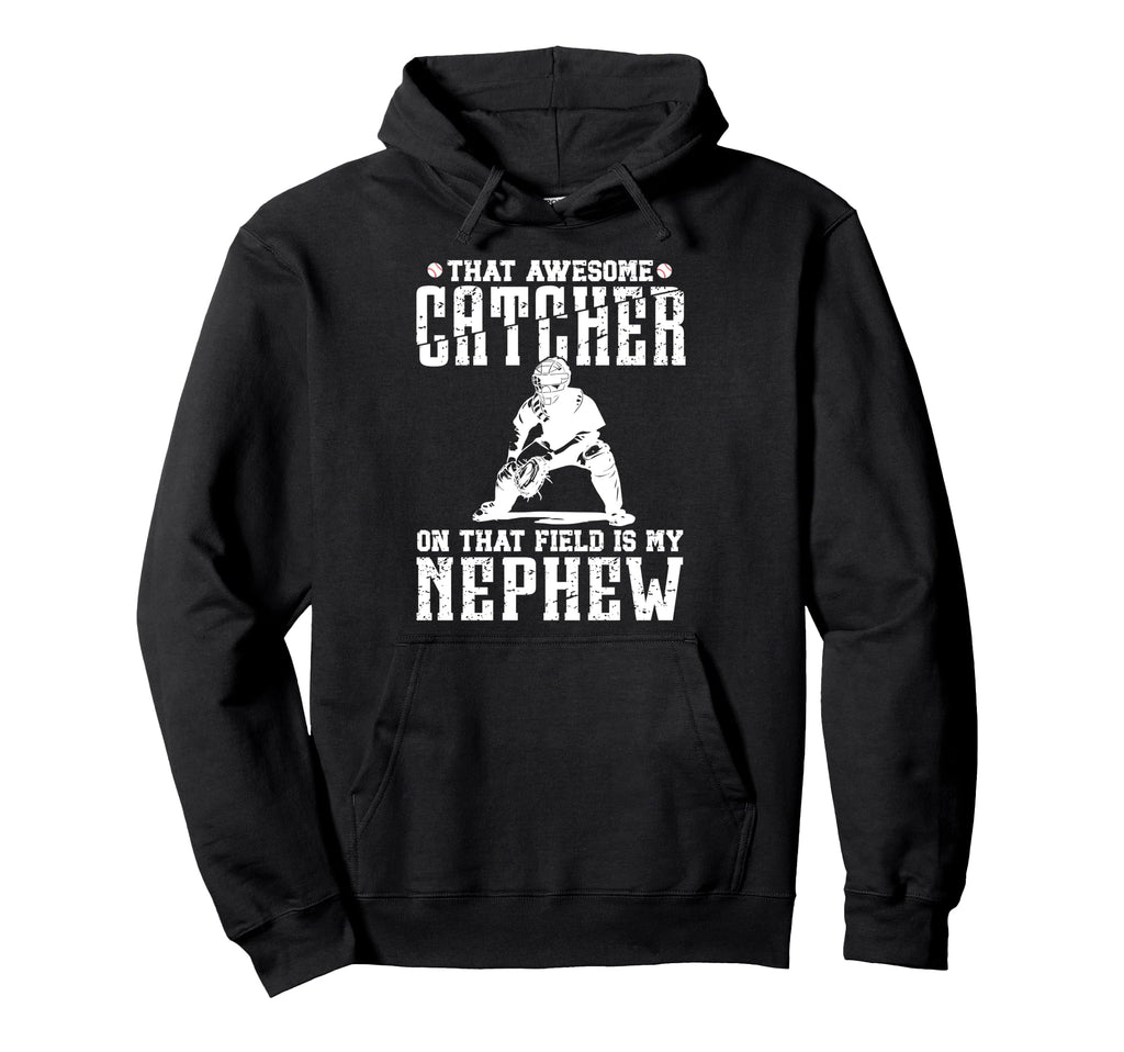 Baseball Catcher Uncle Proud Uncle Hoodie - Minimalist Print for Adults - T-Shirt, Sweatshirt, Hoodie