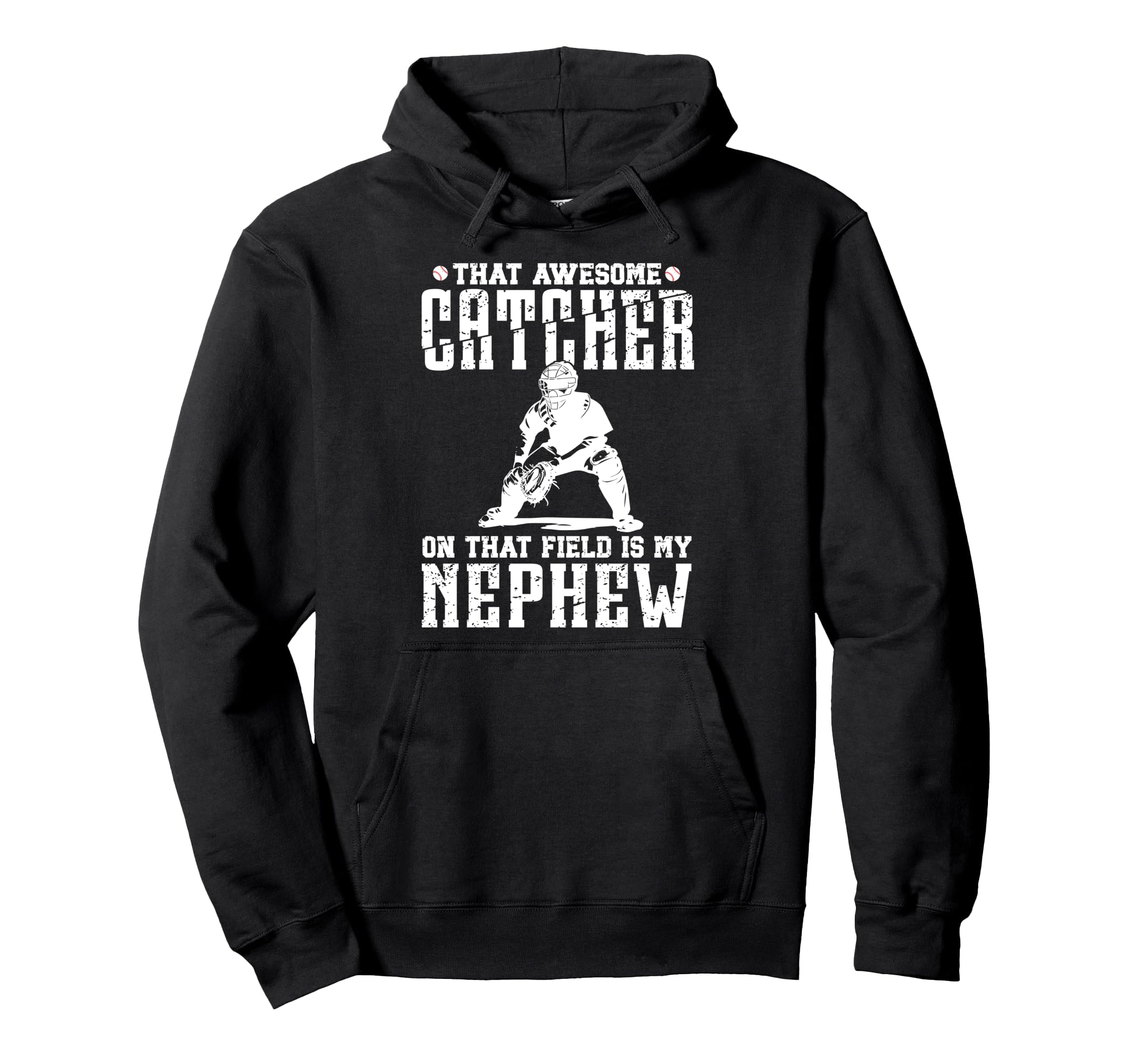 Baseball Catcher Uncle Proud Uncle Hoodie - Minimalist Print for Adults - T-Shirt, Sweatshirt, Hoodie