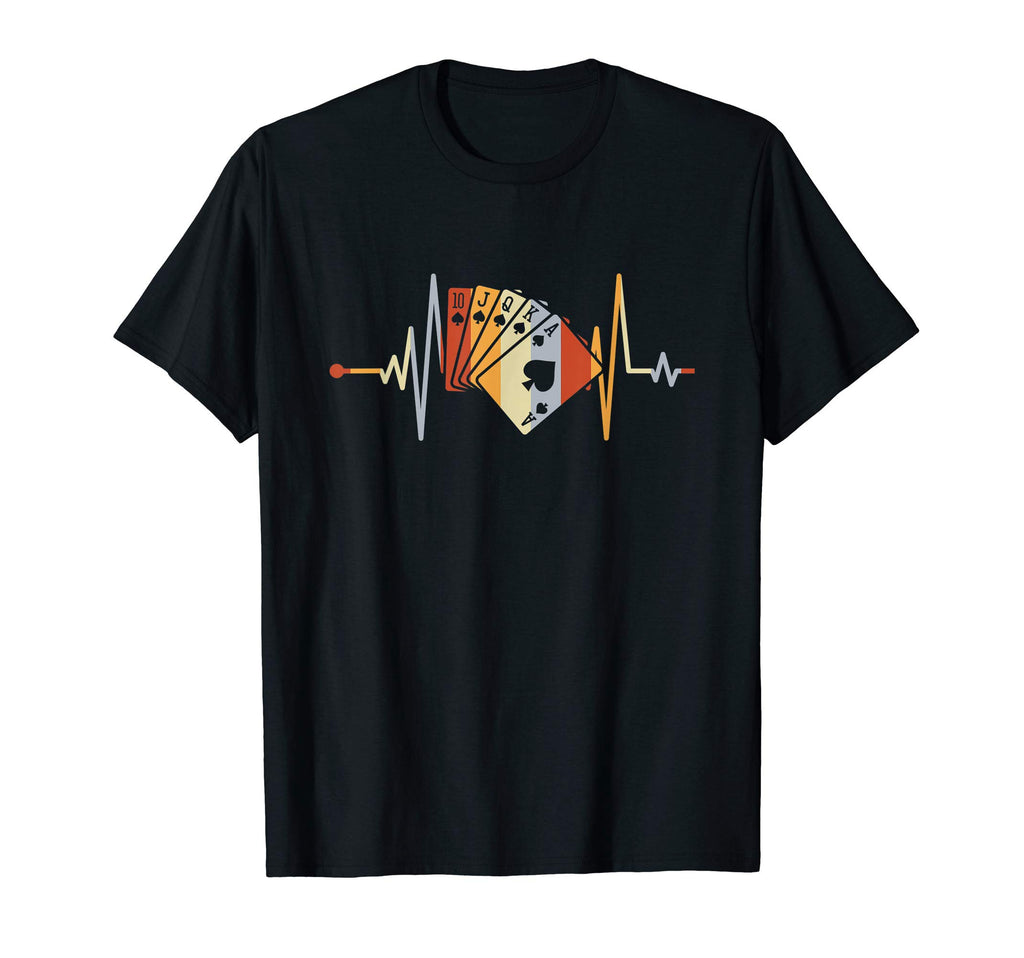 Distressed Heartbeat Poker Player Gift T-Shirt - Custom Art Print Unisex - T-Shirt, Sweatshirt, Hoodie