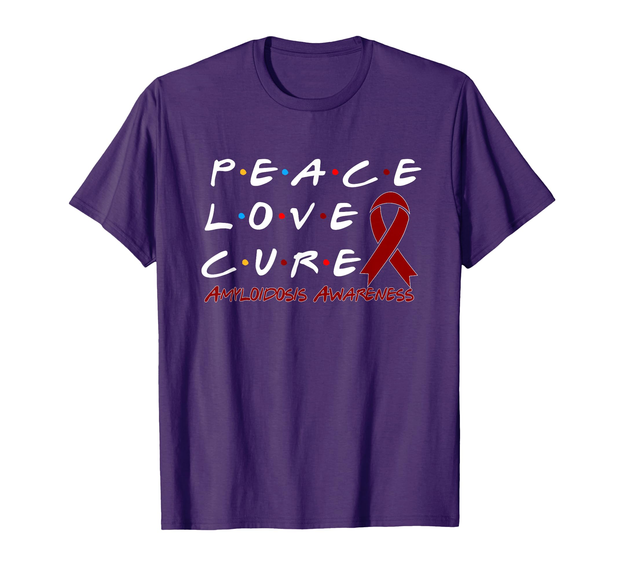 Amyloidosis Awareness Peace Love Cure T-Shirt - Graphic Print for Adults - T-Shirt, Sweatshirt, Hoodie