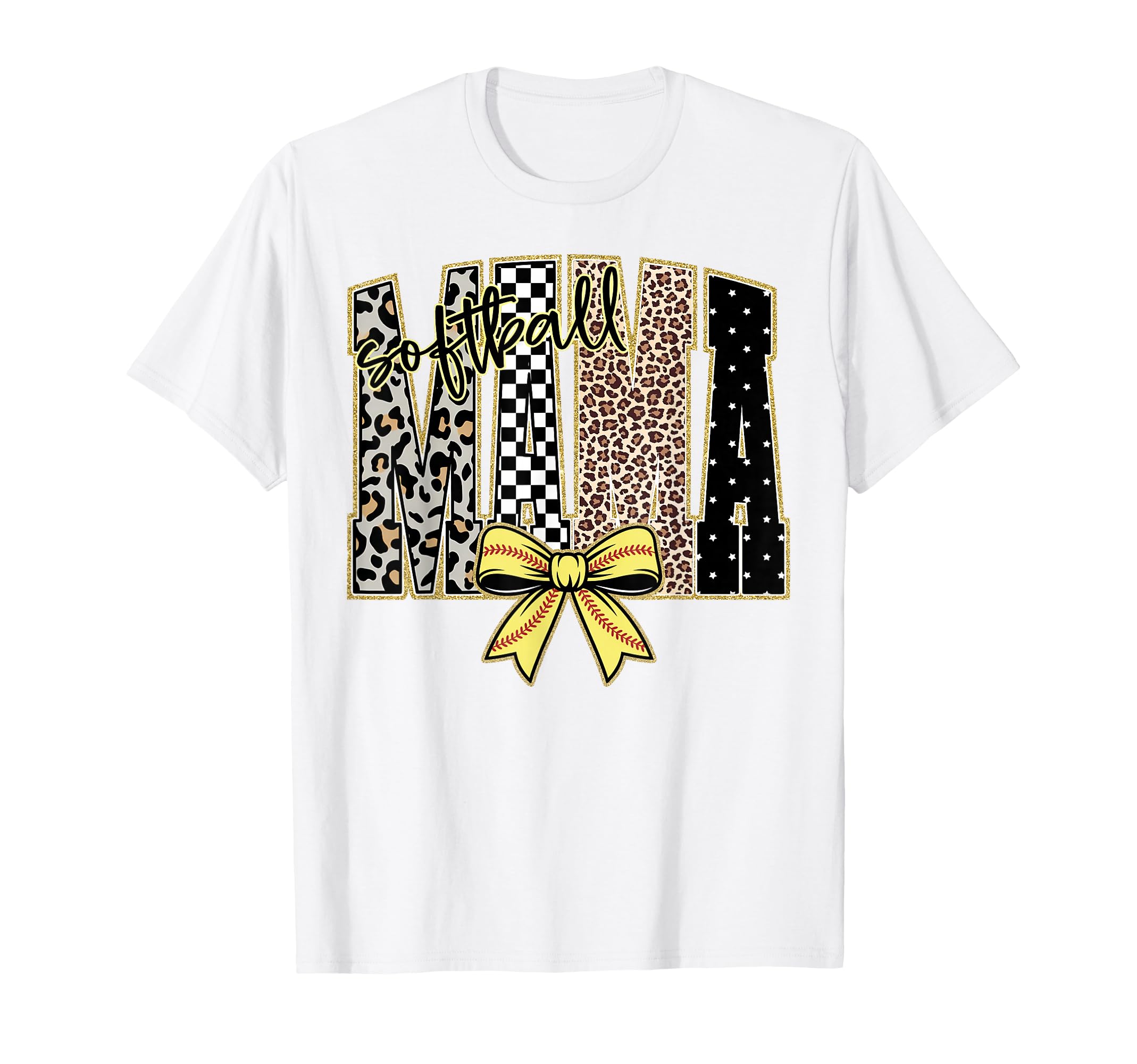 Softball Mama Leopard Coquette Bow Game T-Shirt - Trendy Graphic Unisex - T-Shirt, Sweatshirt, Hoodie