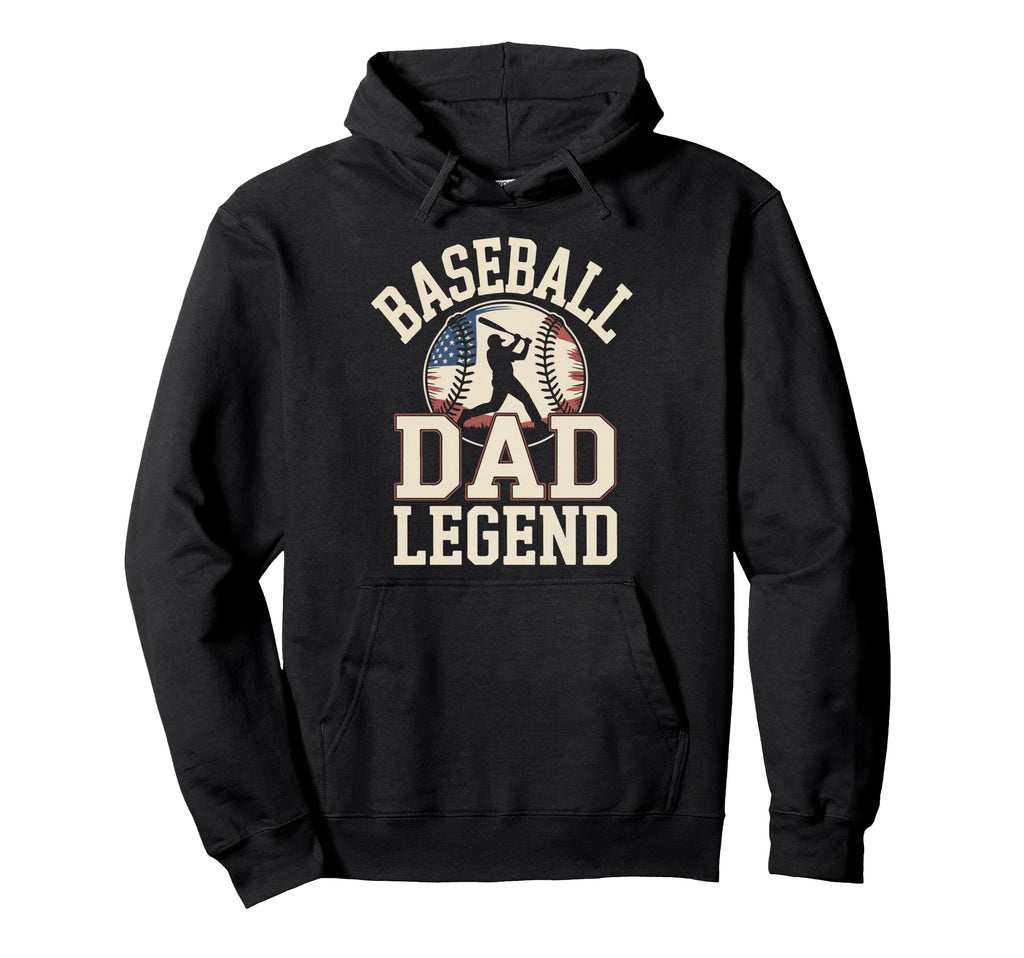 Baseball Dad American Flag Hoodie - Novelty Apparel for Adults - T-Shirt, Sweatshirt, Hoodie