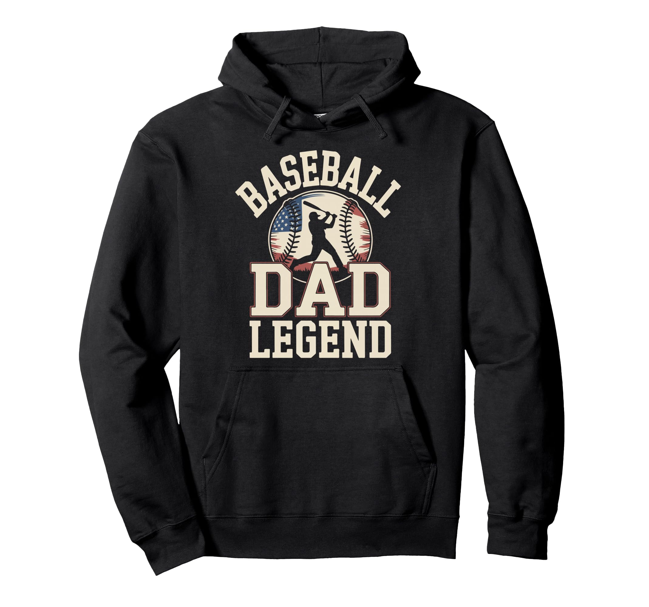 Baseball Dad American Flag Hoodie - Novelty Apparel for Adults - T-Shirt, Sweatshirt, Hoodie