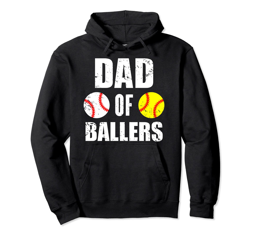 Dad Ballers Funny Baseball Softball Dad Hoodie - Novelty Apparel Men Women - T-Shirt, Sweatshirt, Hoodie