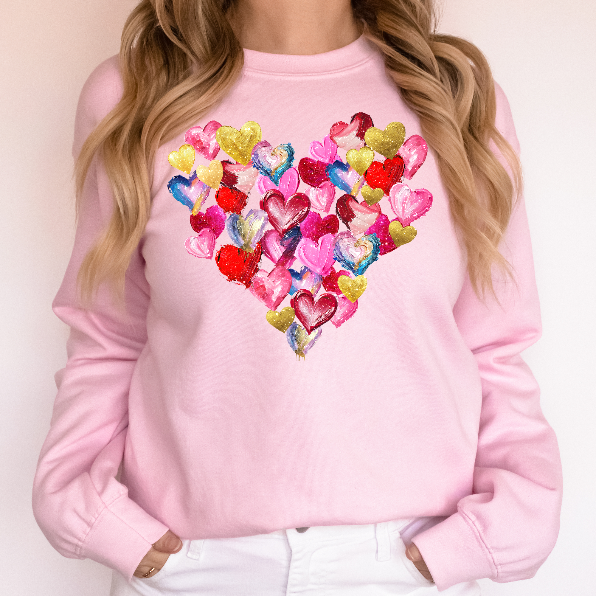 Glittery Hearts, Brush Stroke Valentine's Day - Adult & Kids T-Shirts, Sweatshirts & Hoodies apparel design preview 1