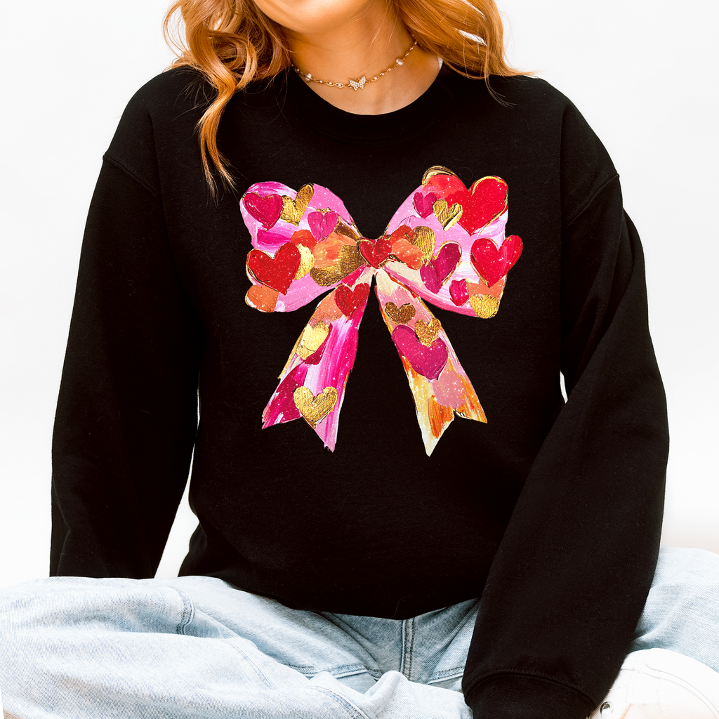 Glittery Heart Ribbon, Love, Valentine's Day - Adult & Kids T-Shirts, Sweatshirts & Hoodies apparel design preview 1